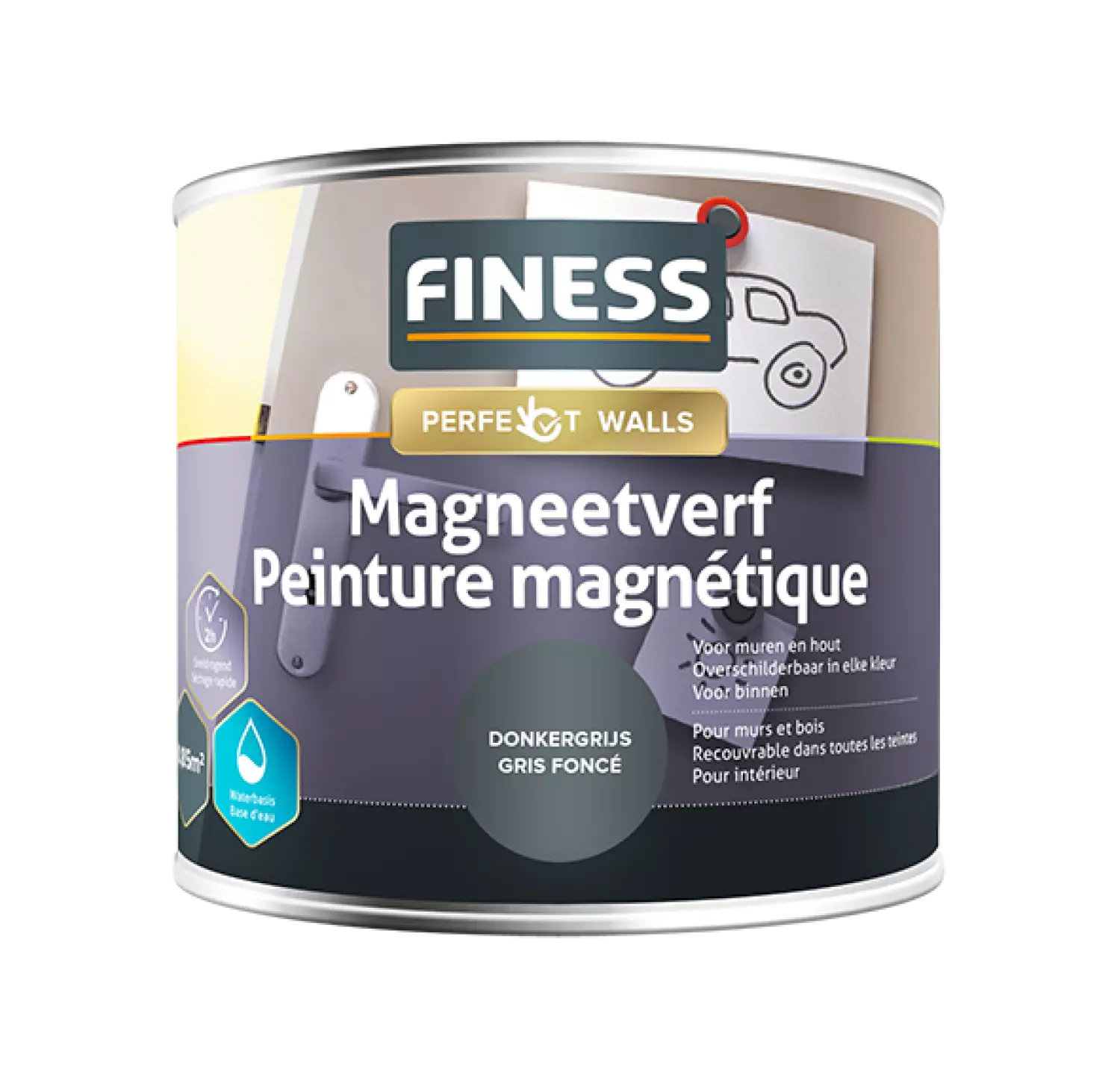 Finess Magneetverf Acryl - Donkergrijs - 1L-image