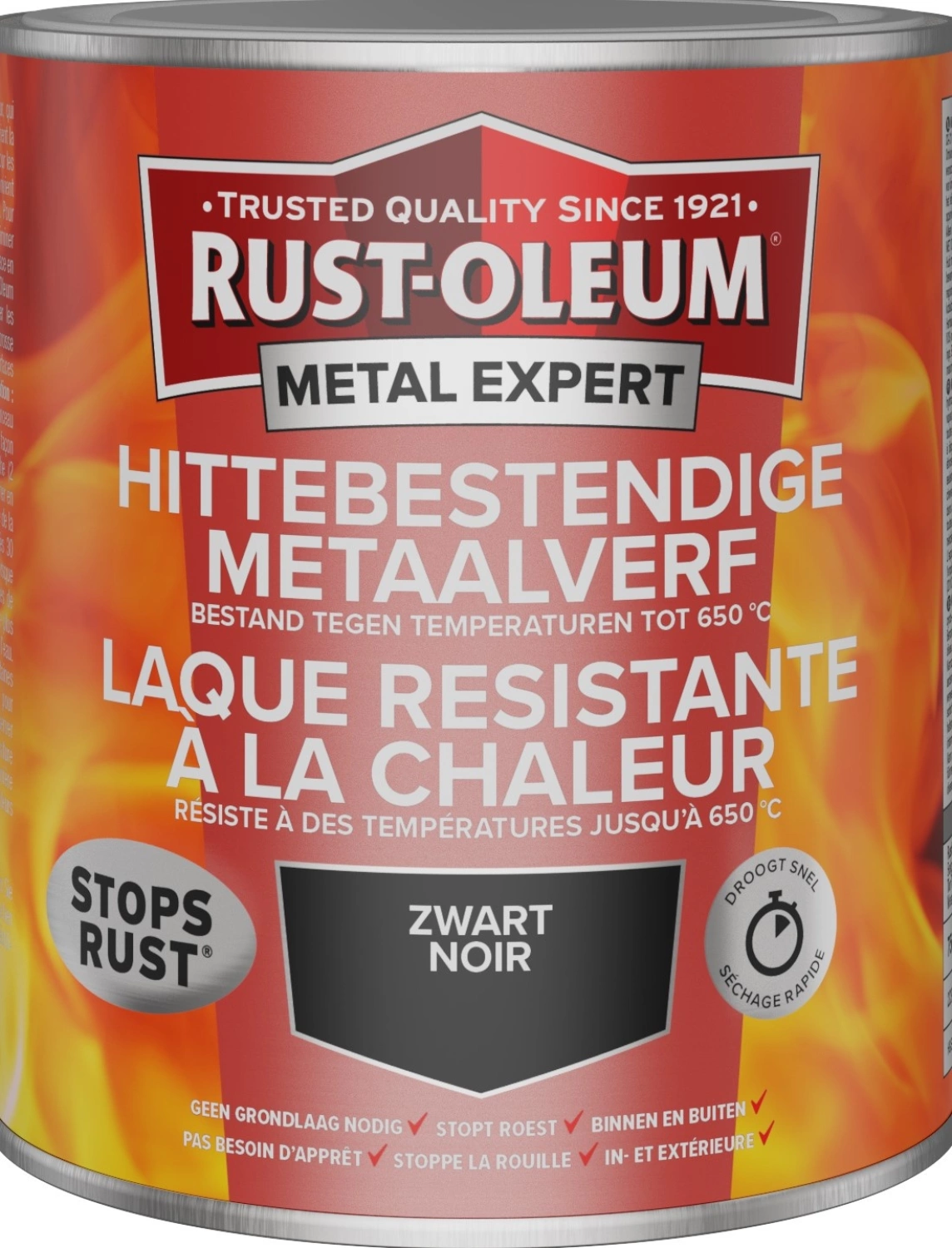 Rust-Oleum Hittebestendige Metaalverf Zwart 0,75L-image