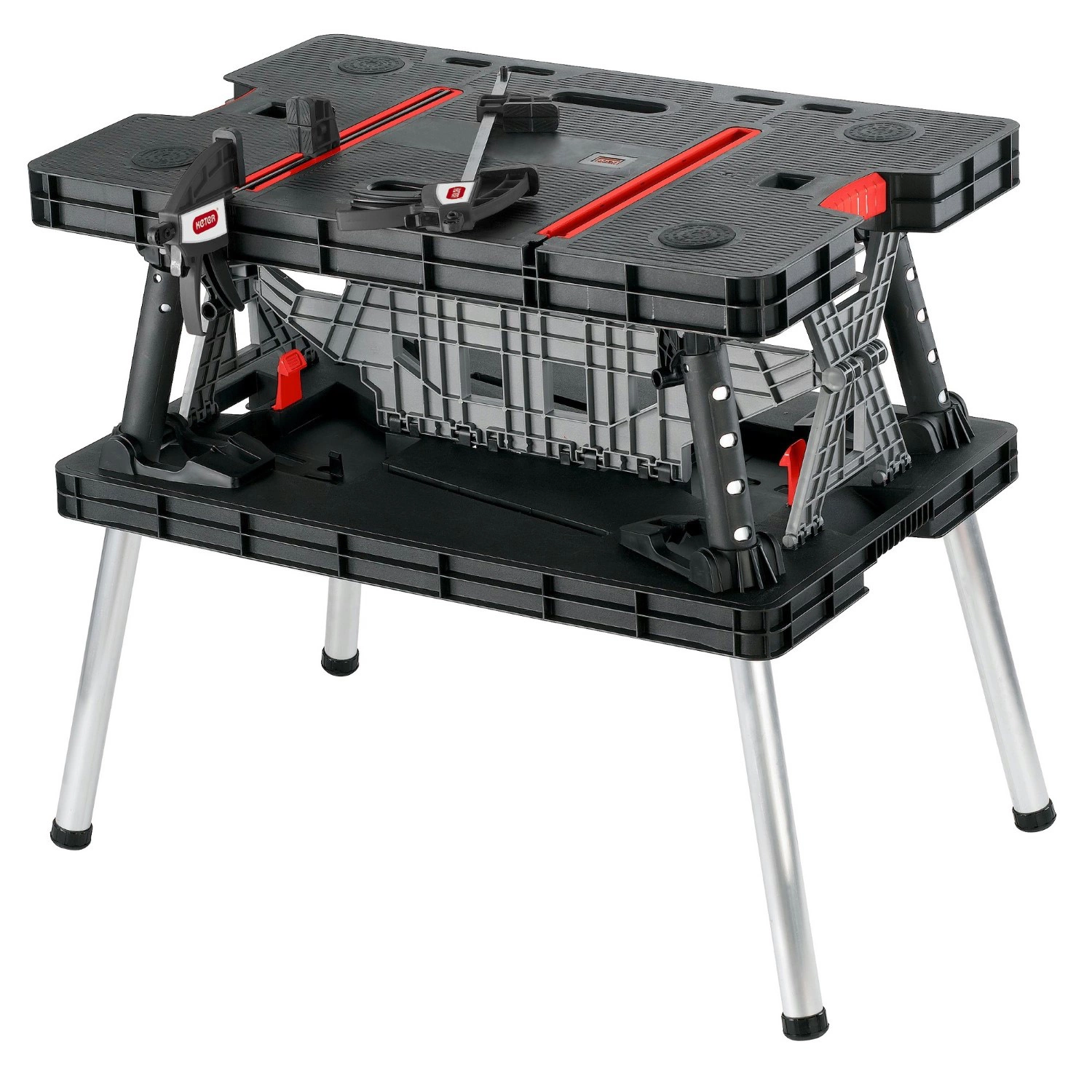 Keter 237005 Inklapbare werkbank - Zwart/Rood - draagcapaciteit 450 kg