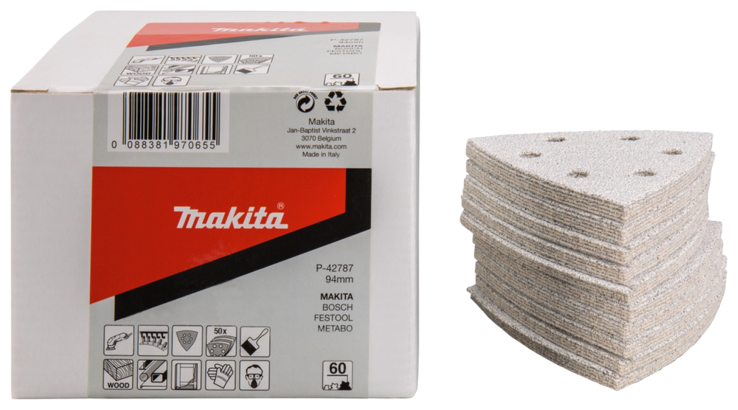 Makita P-42787 Deltaschuurvellen - 94 x K60 - Non-ferro metaal (50st)-image