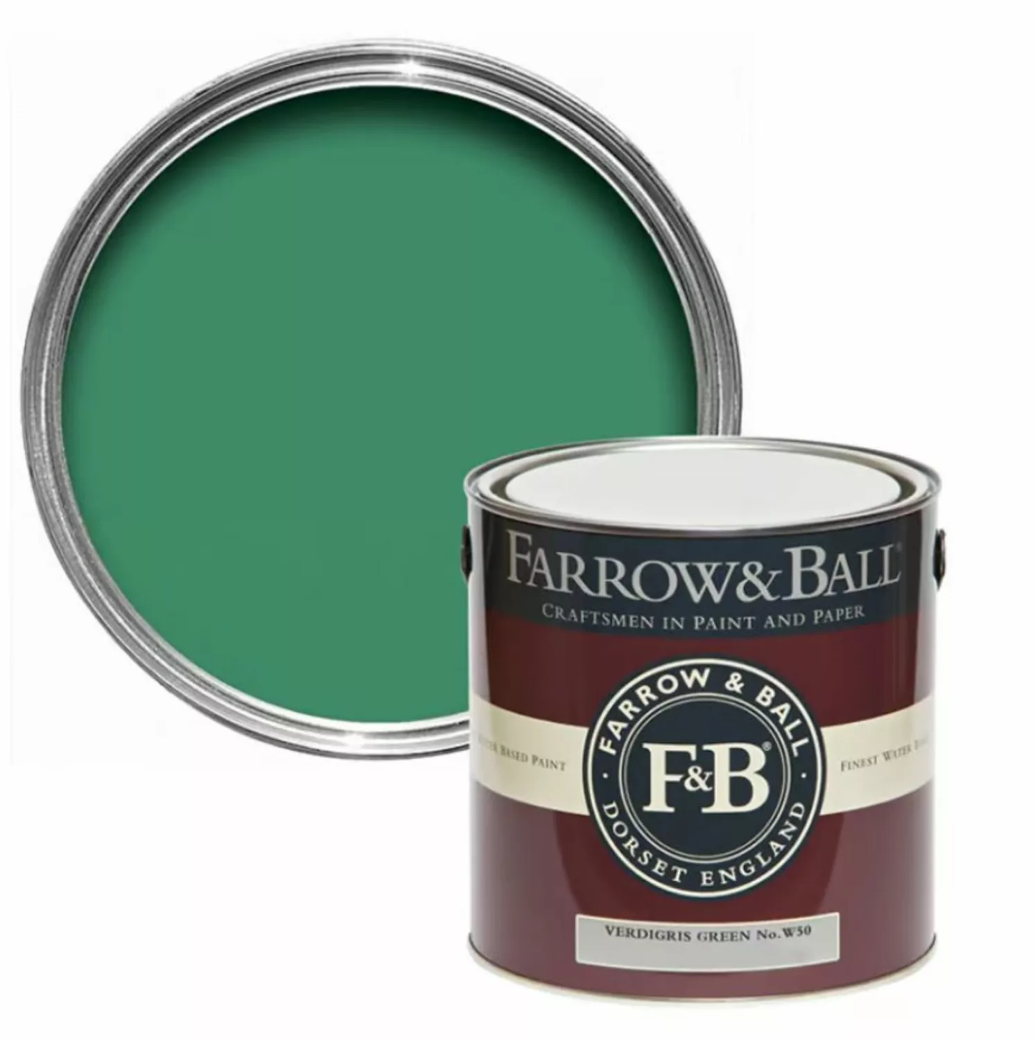 Farrow & Ball Estate Emulsion Verdigris Green No. W50 5L-image