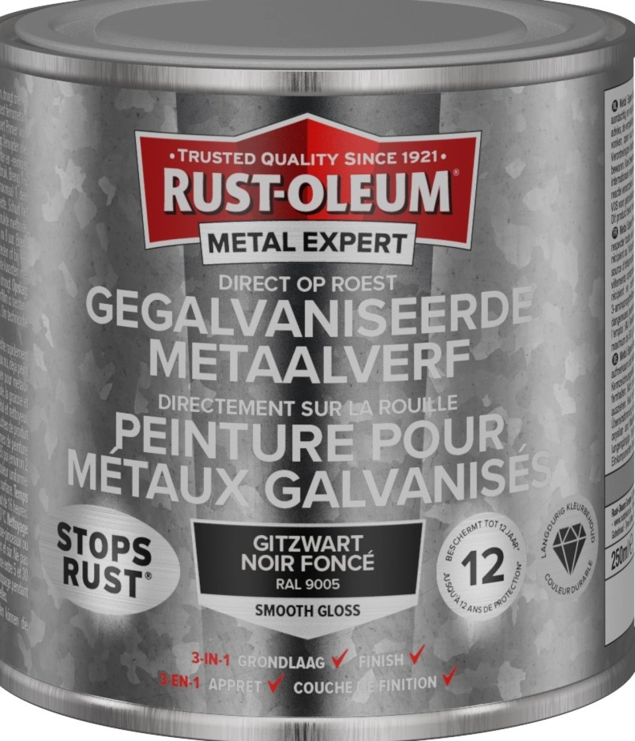 Rust-Oleum Gegalvaniseerde Metaalverf - RAL 9005 gitzwart - 250ml-image