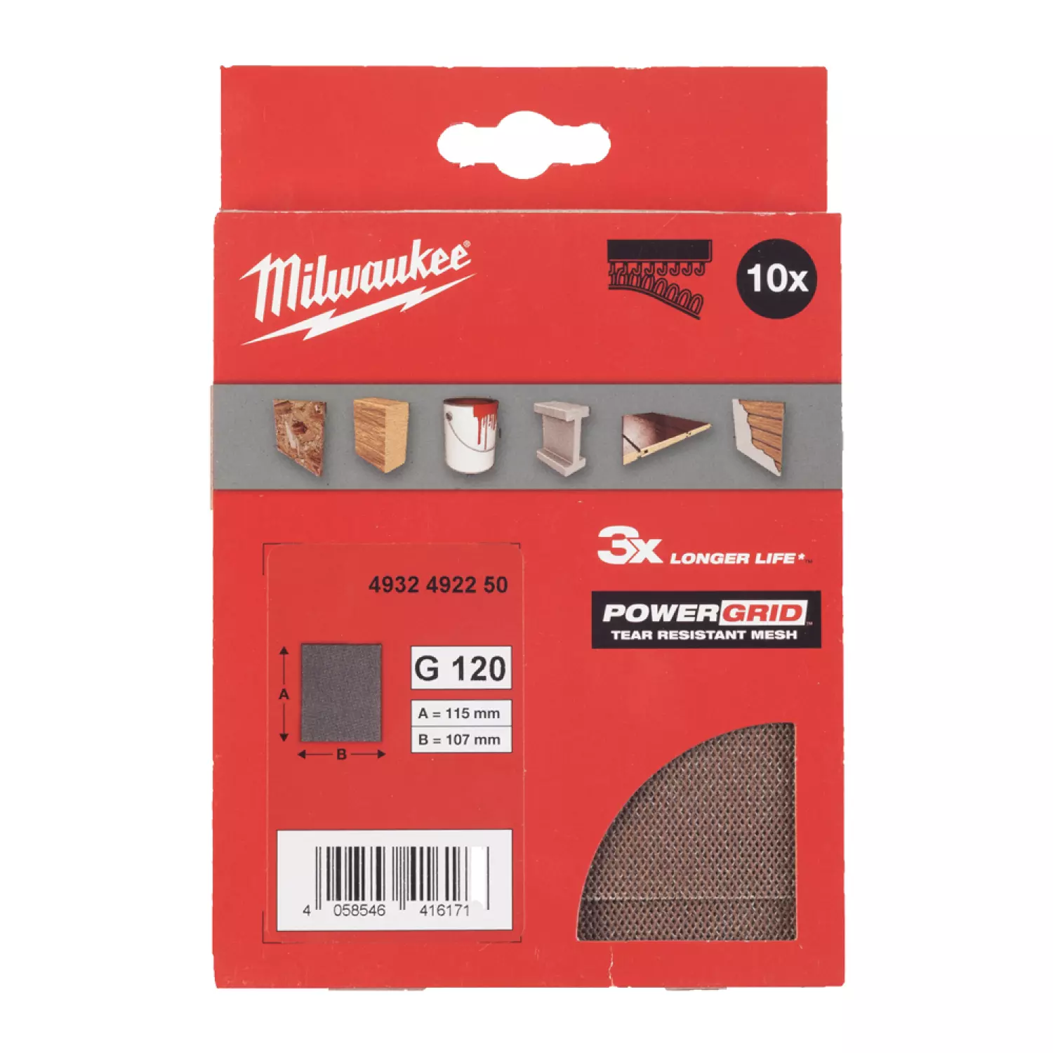 Milwaukee 4932492250 Schuurgaas PG Mesh - K120 - 115x107 - 10st-image