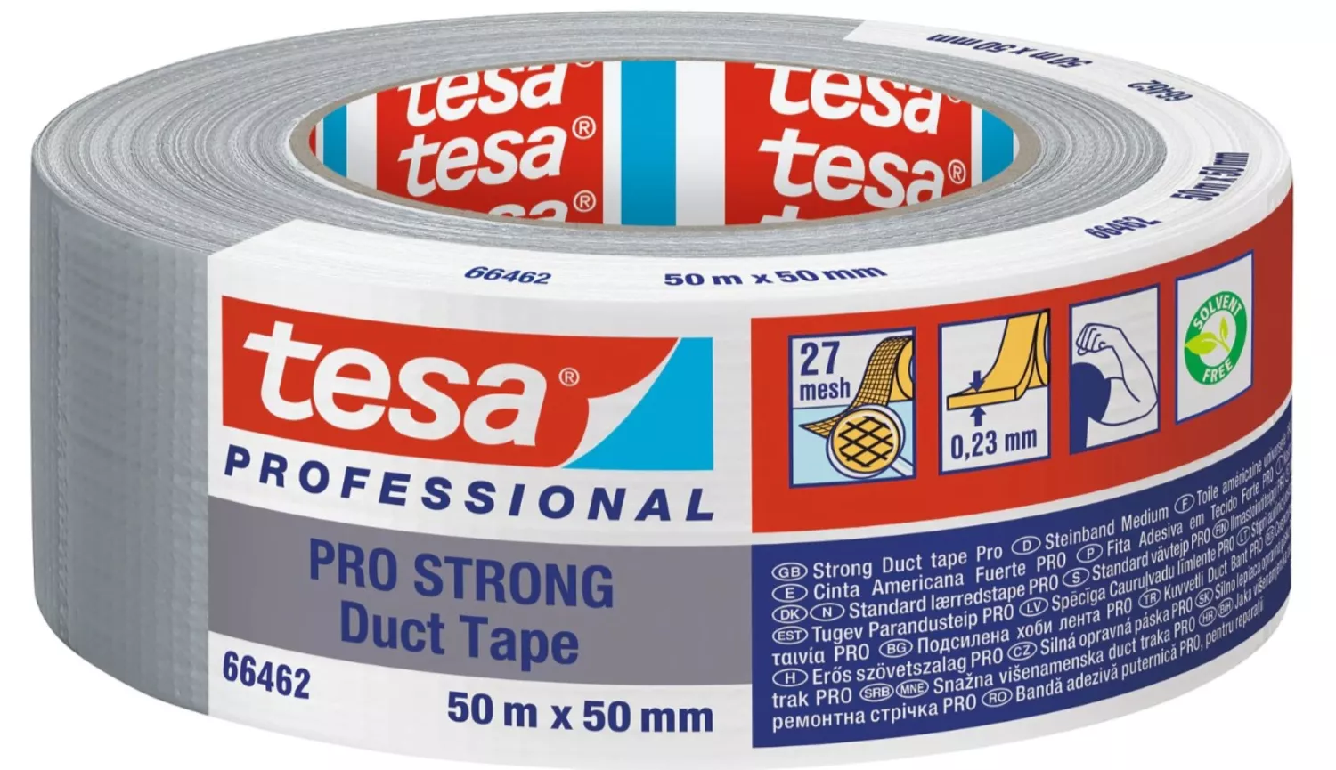 Tesa 66462 Professional Duct Tape - 50 mm x 50 m - Zwart