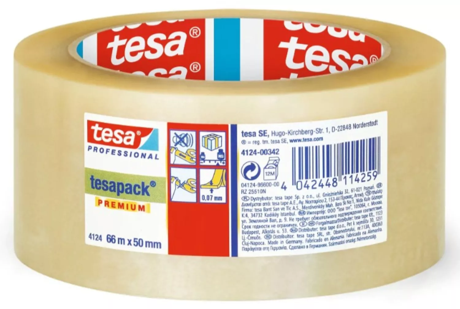 Tesa 4124 Verpakkingstape PVC transparant - 50mm x 66m-image