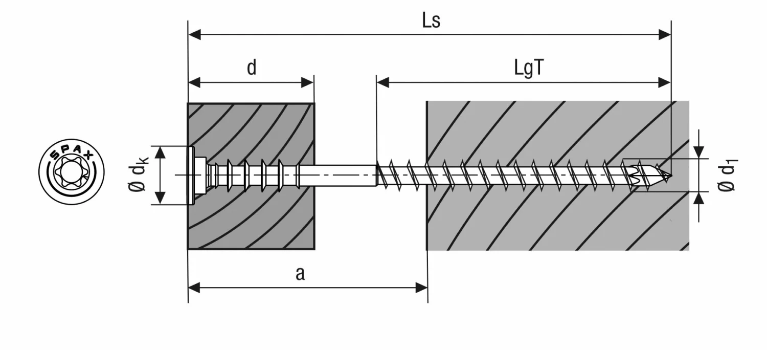 SPAX Stelschroeven platkop - deeldraad - T30 - 6.0x145 mm (100st)-image