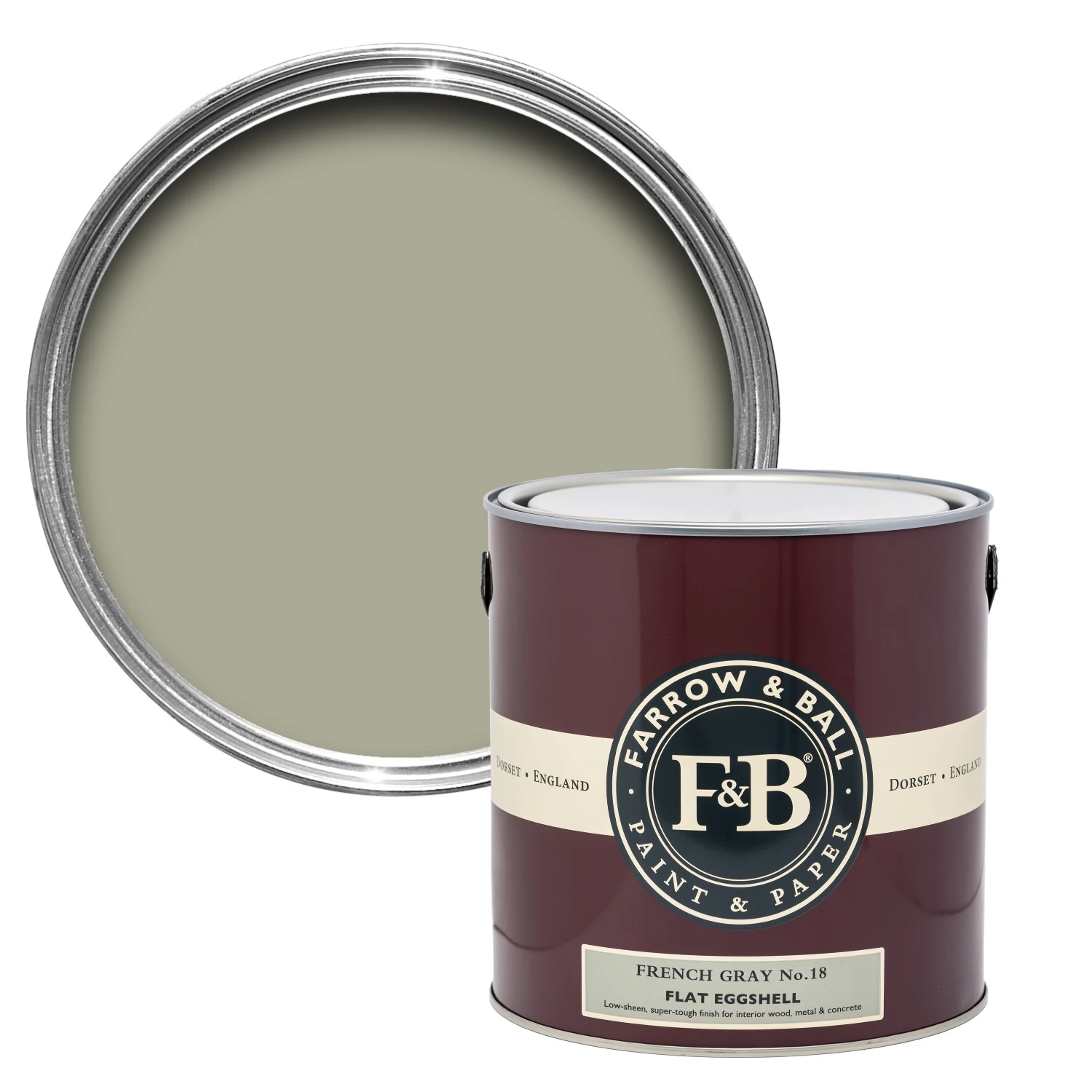 Farrow & Ball Flat Eggshell French Gray No.18 - 5L-image