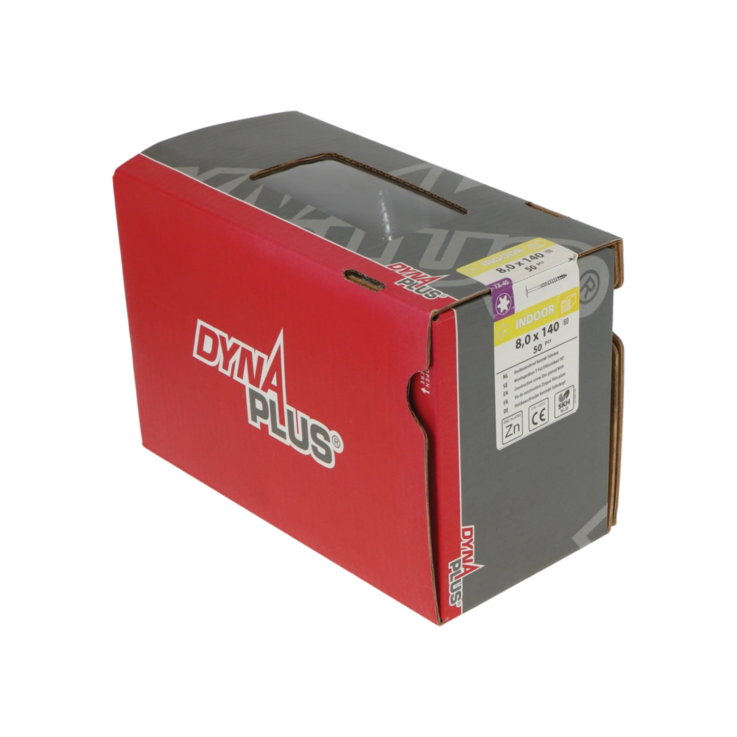 DynaPlus 0286.01.63001 Houtbouwschroef - TX40 - 8.0 x 140/60mm - Tellerkop - Deeldraad - Verzinkt (50st)-image