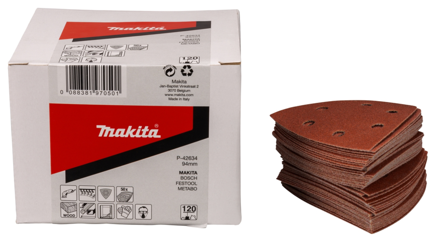 Makita P-42634 Deltaschuurvellen - 94 x K120 - Hout (50st)-image