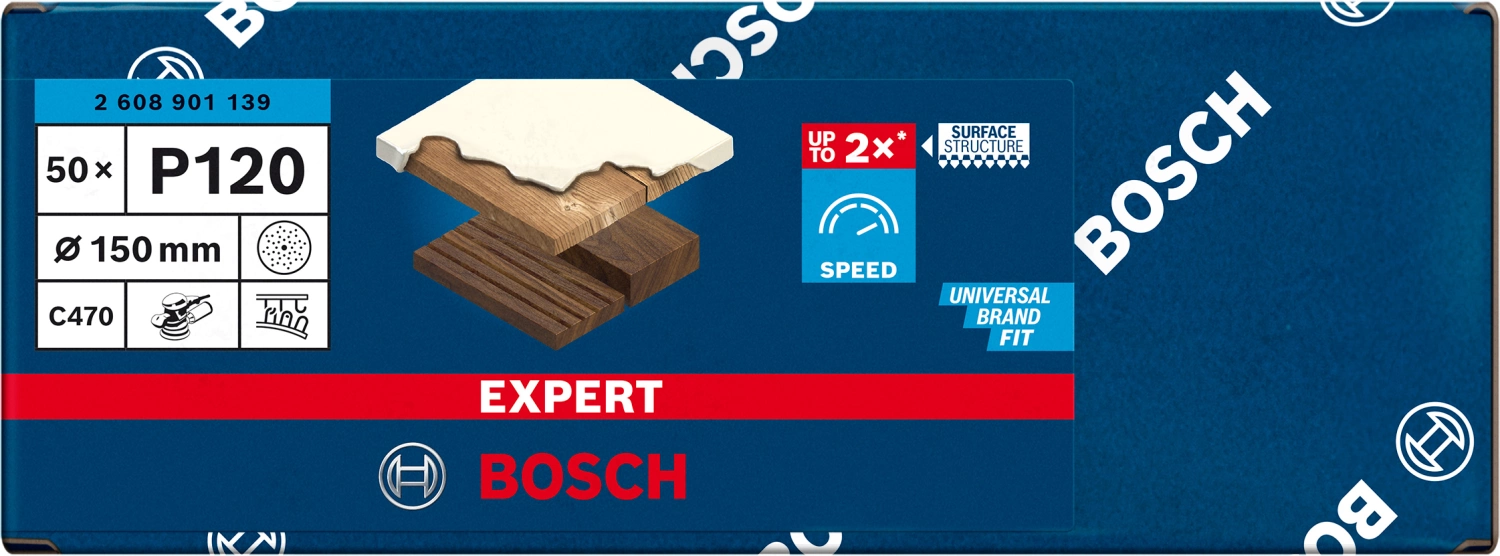Bosch 2608901139 EXPERT Schuurvel C470 Best for Wood and Paint - 150mm - K120 - multiperforatie (50st)-image