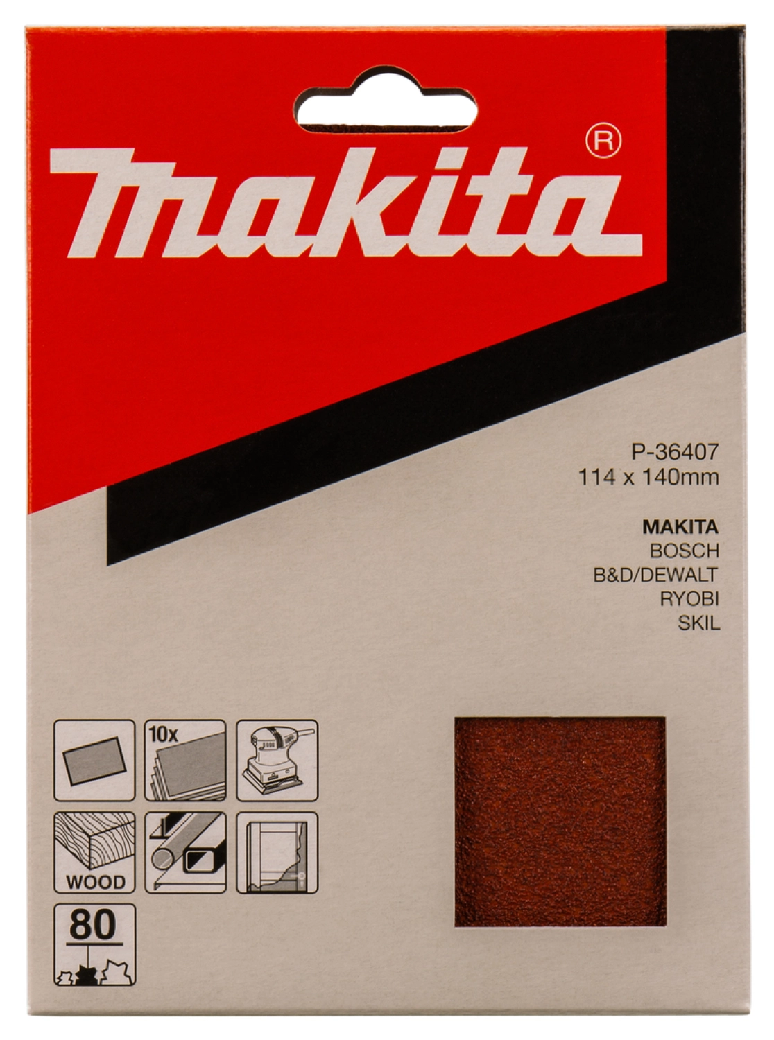 Makita P-32926 Vlak schuurvel Red - K120 - 114 x 140mm (10st)-image