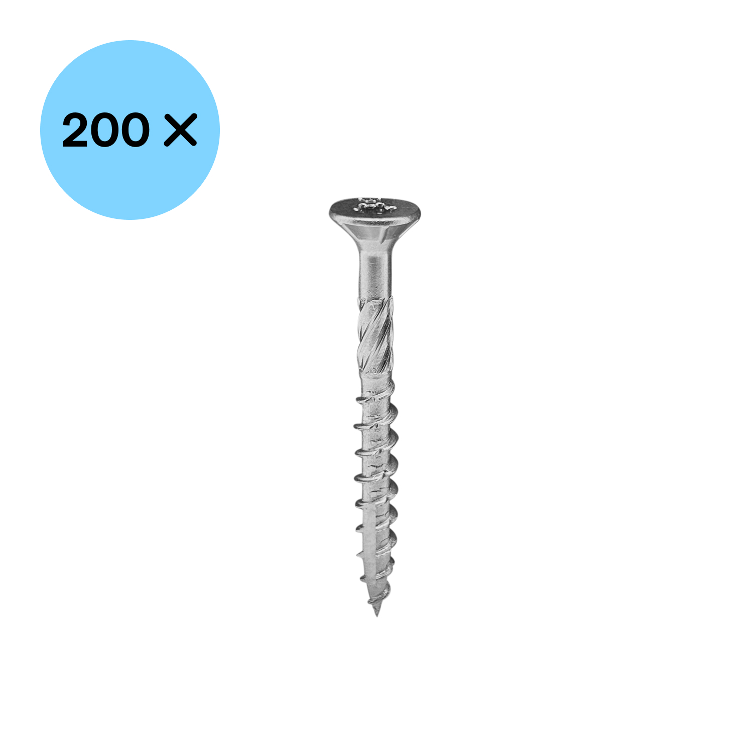 Woodies 61850401 Ultimate Spaanplaatschroef RVS - TX25 - 5.0 x 50mm - Verzonken kop - Deeldraad - Verzinkt (200st)-image