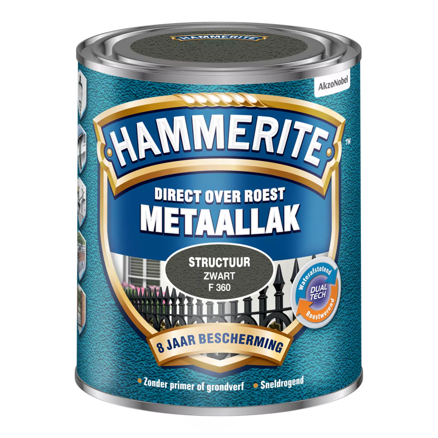 Hammerite Metaallak Structuur - Direct over roest - Zwart - 0,75L-image