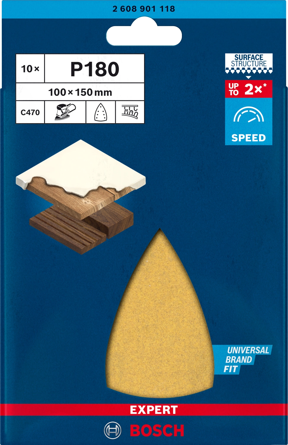 Bosch 2608901118 EXPERT Schuurvel C470 Best for Wood and Paint - 100 x 150mm - K180 - 7 gaten - 10st-image