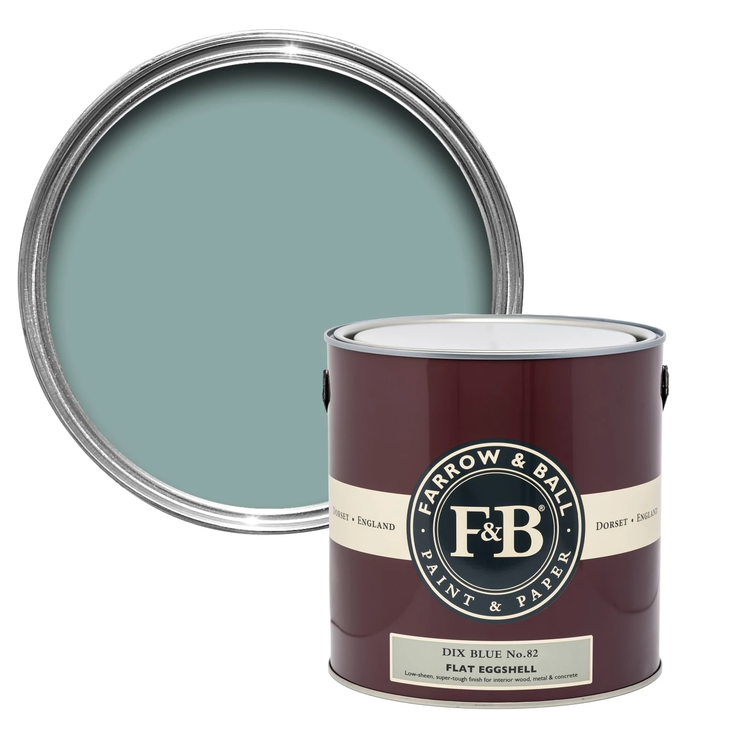 Farrow & Ball Flat Eggshell Dix Blue No.82 - 5L-image