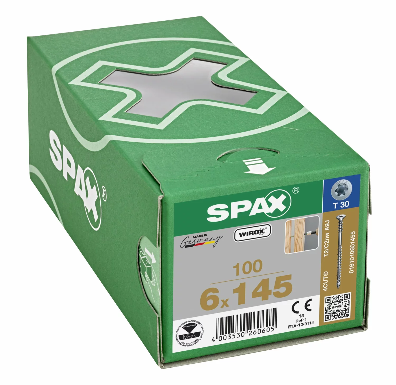 SPAX Stelschroeven platkop - deeldraad - T30 - 6.0x145 mm (100st)-image