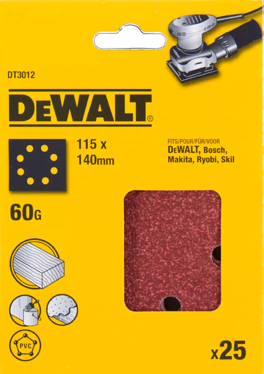 DeWALT DT3012 Vlak schuurvel - K60 - 115 x 140mm (25st)-image