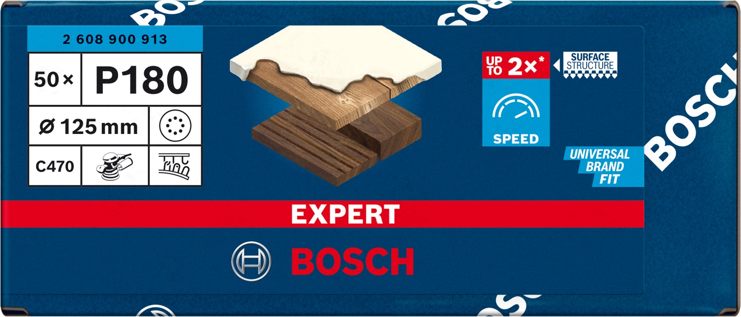 Bosch 2608900913 EXPERT Schuurvel C470 Best for Wood and Paint - 125mm - K180 - 8 gaten (50st)-image