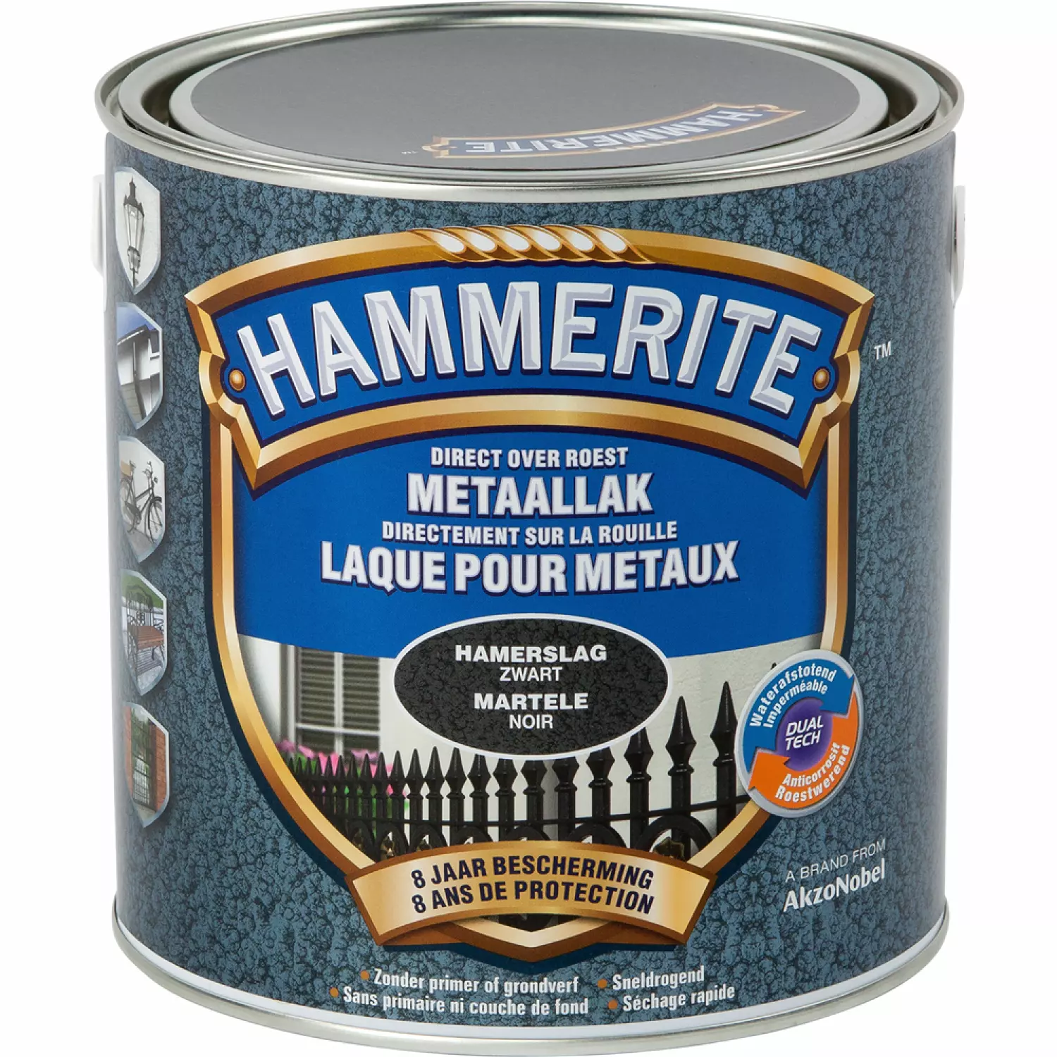 Hammerite Metaallak Hamerslag - Zwart - 2,5L-image