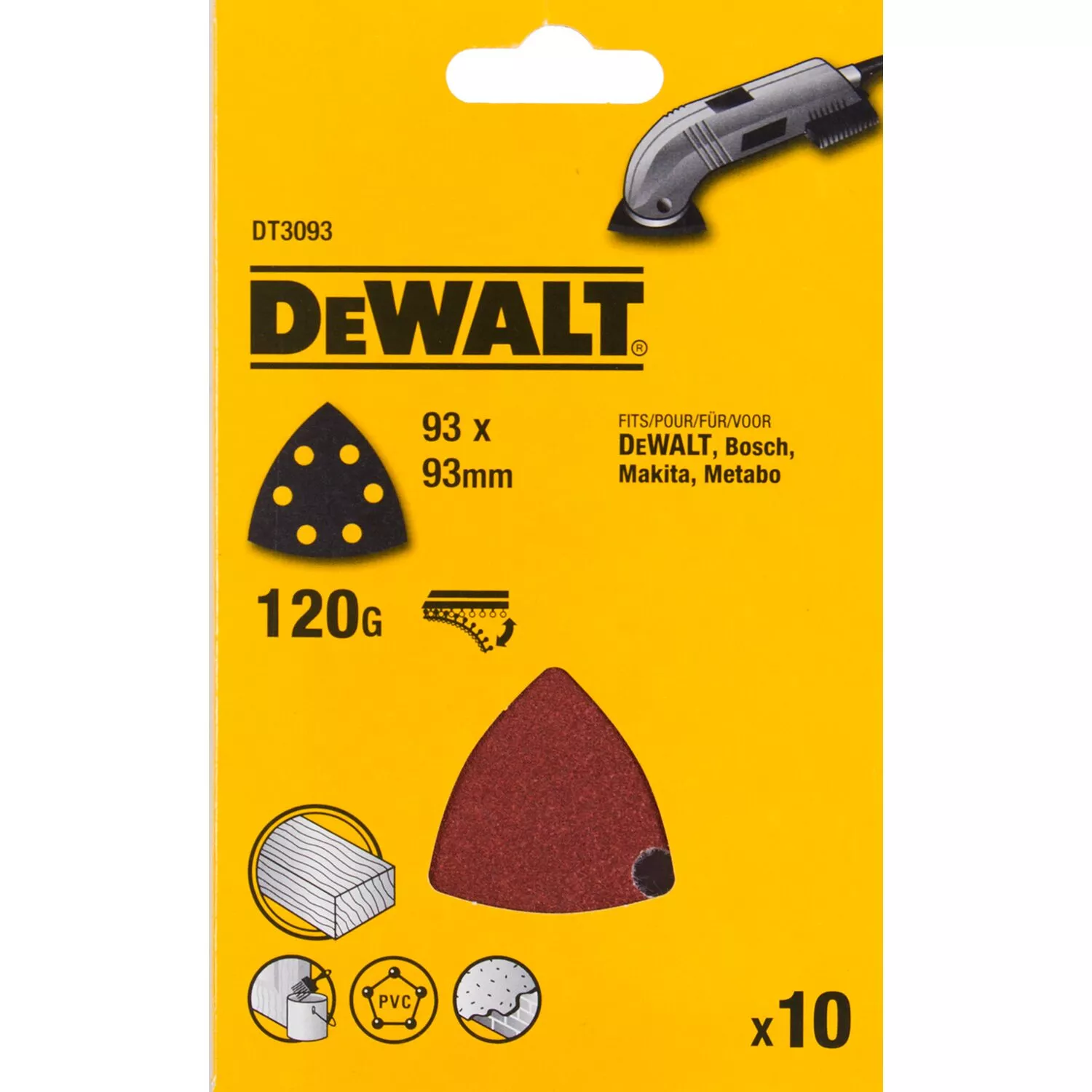 DeWALT DT3093-QZ deltaschuurpapier - K120 - 93mm (10st)-image