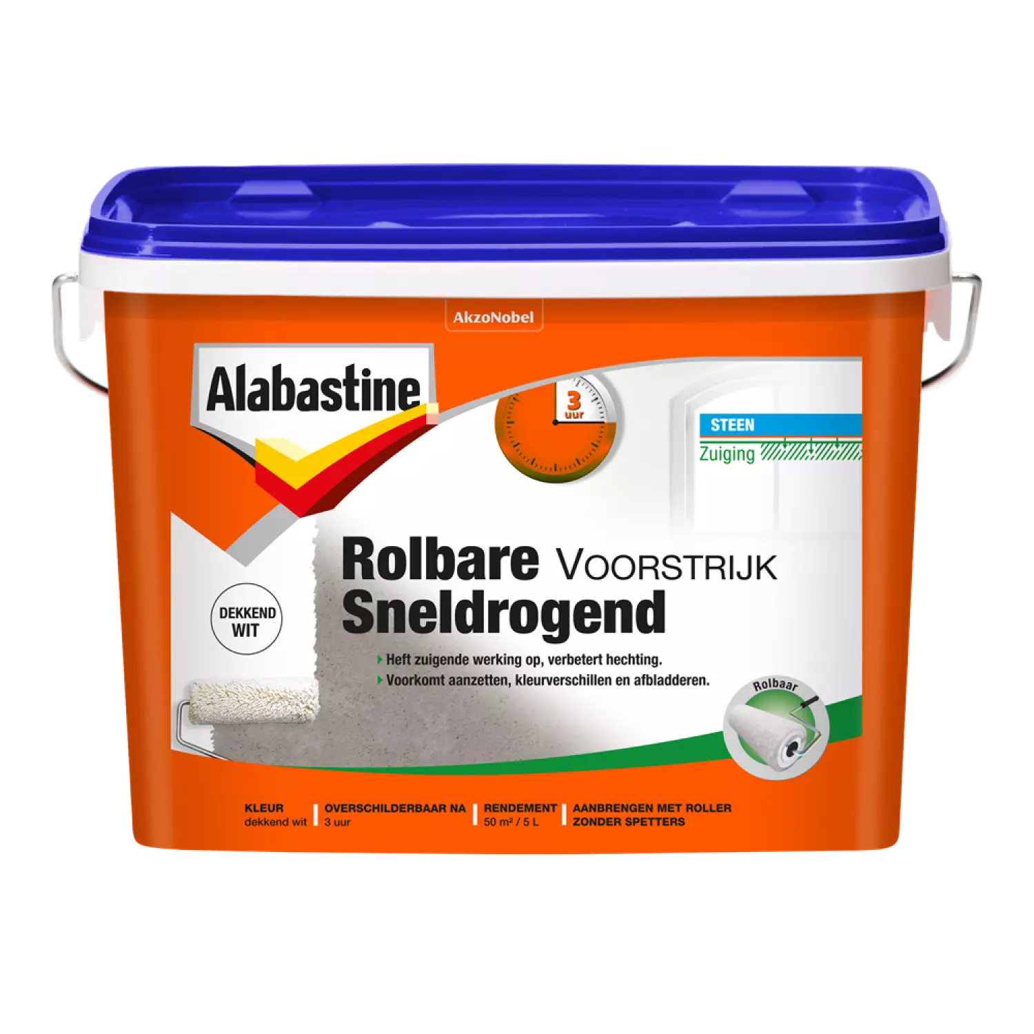 Alabastine rolbare voorstrijk sneldrogend - wit - 5L-image