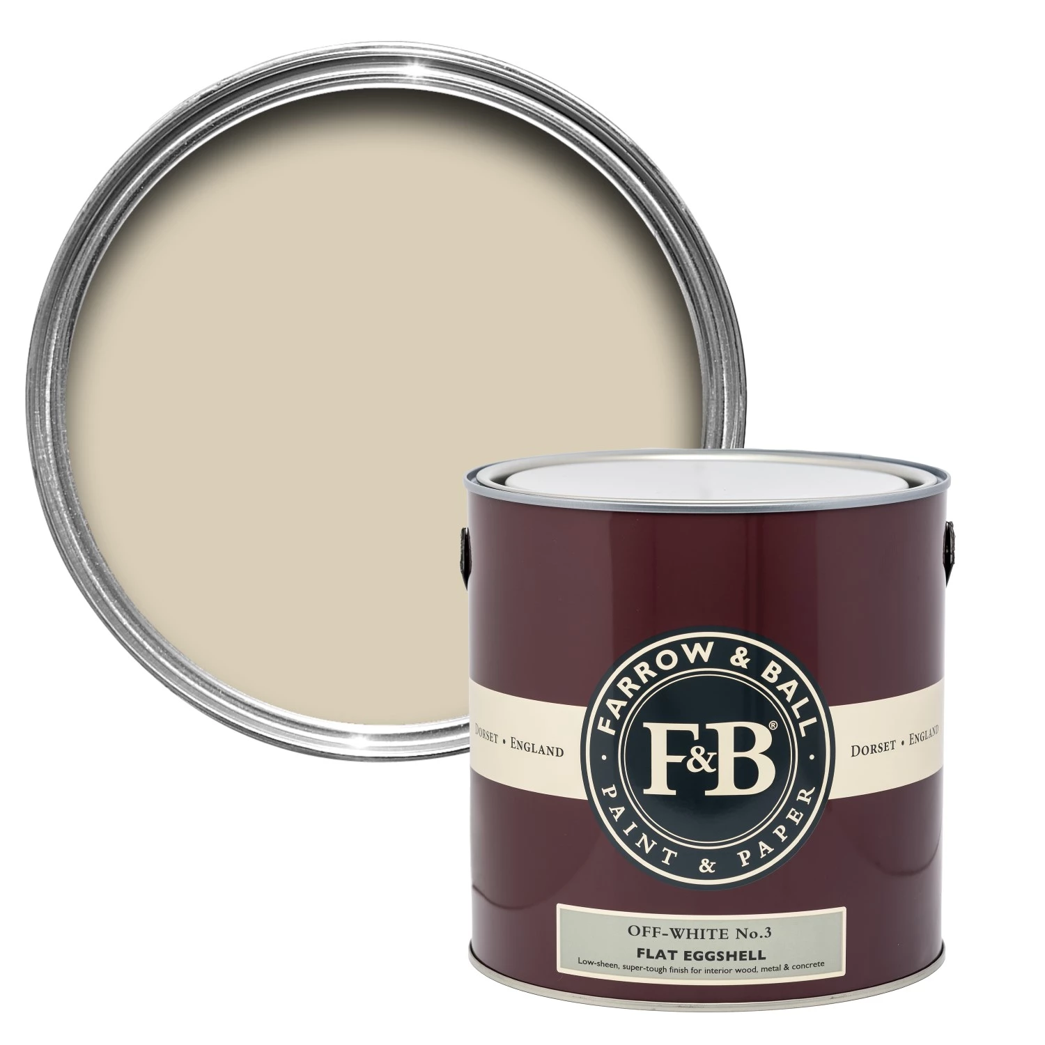 Farrow & Ball Flat Eggshell Off White No.3 - 2,5L-image