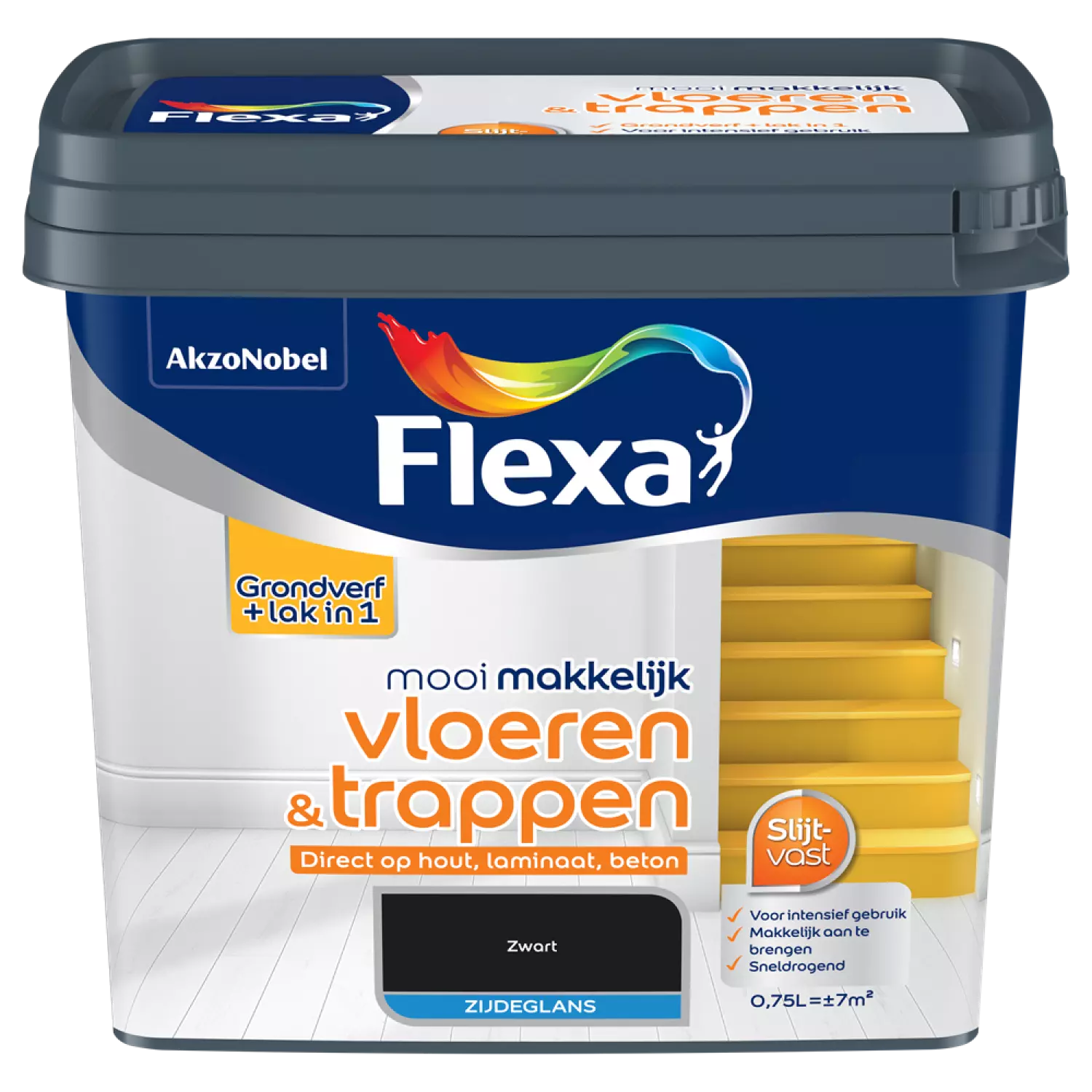 Flexa Mooi Makkelijk Vloeren & Trappen Zijdeglans - zwart - 0,75L-image