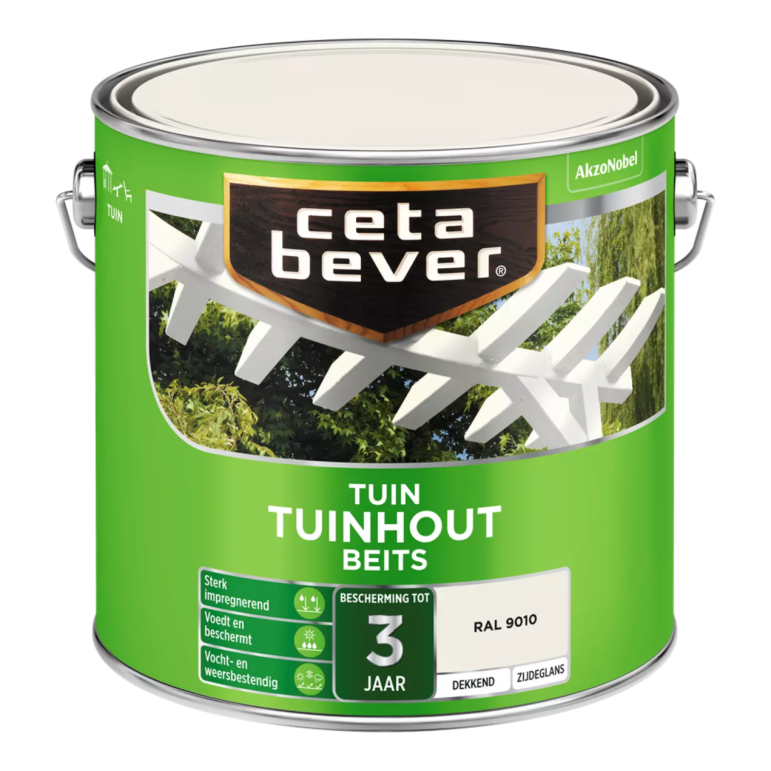 Cetabever Dekkende Tuinhout Beits - Zuiver wit - 2,5L-image