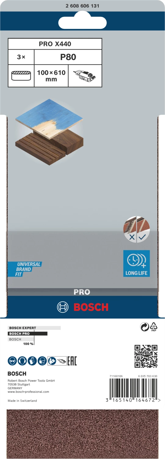 Bosch 2608606131 Schuurband X440 - K80 - 100 x 610mm (3st)-image