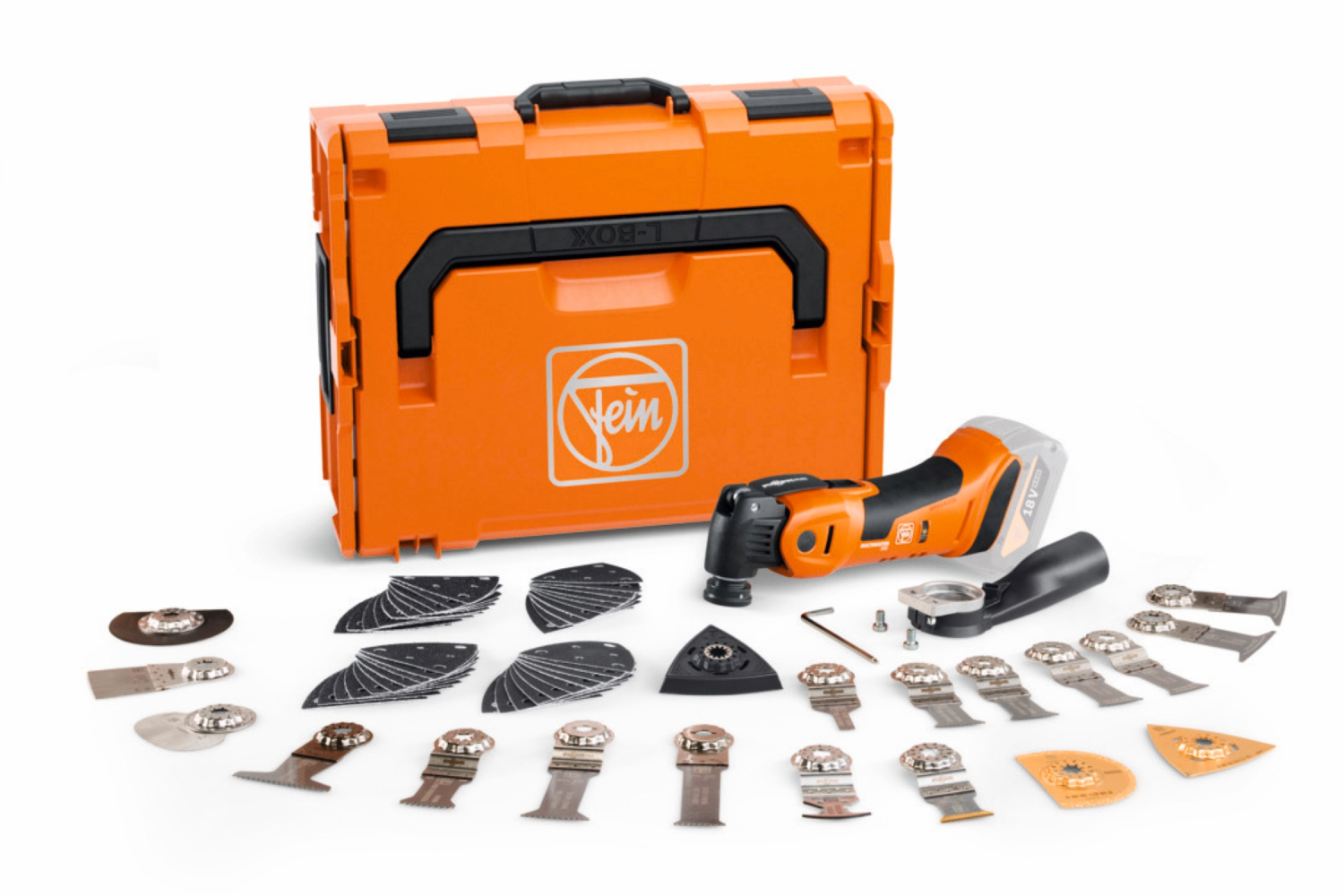 Fein AMM700 Multimaster Max Top 18V Li-ion Accu Multitool body in L-Boxx incl. 60-Delige accessoires set-image