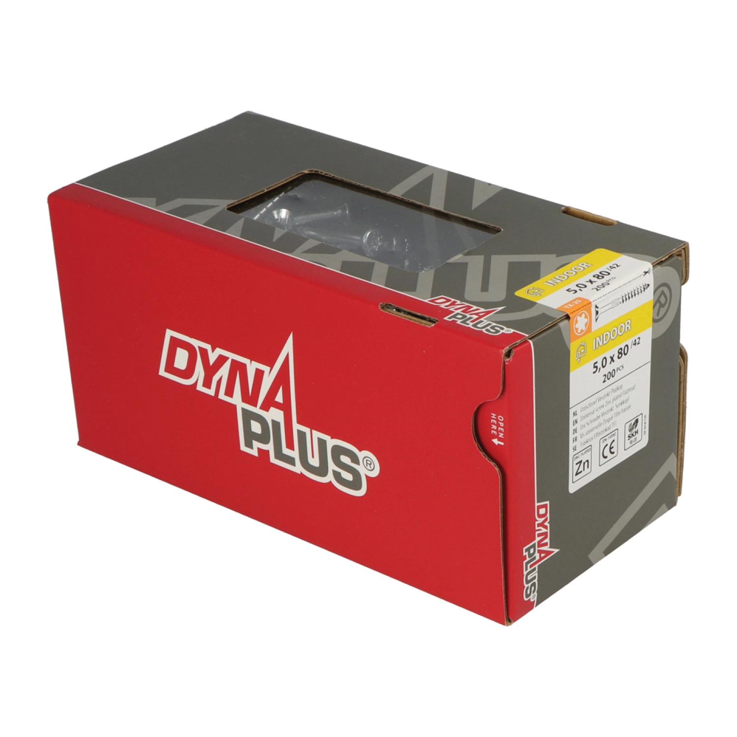 DynaPlus 0281.01.42401 Unischroef - TX25 - 5.0 x 80/42mm - Platkop - Deeldraad - Verzinkt (200st)-image