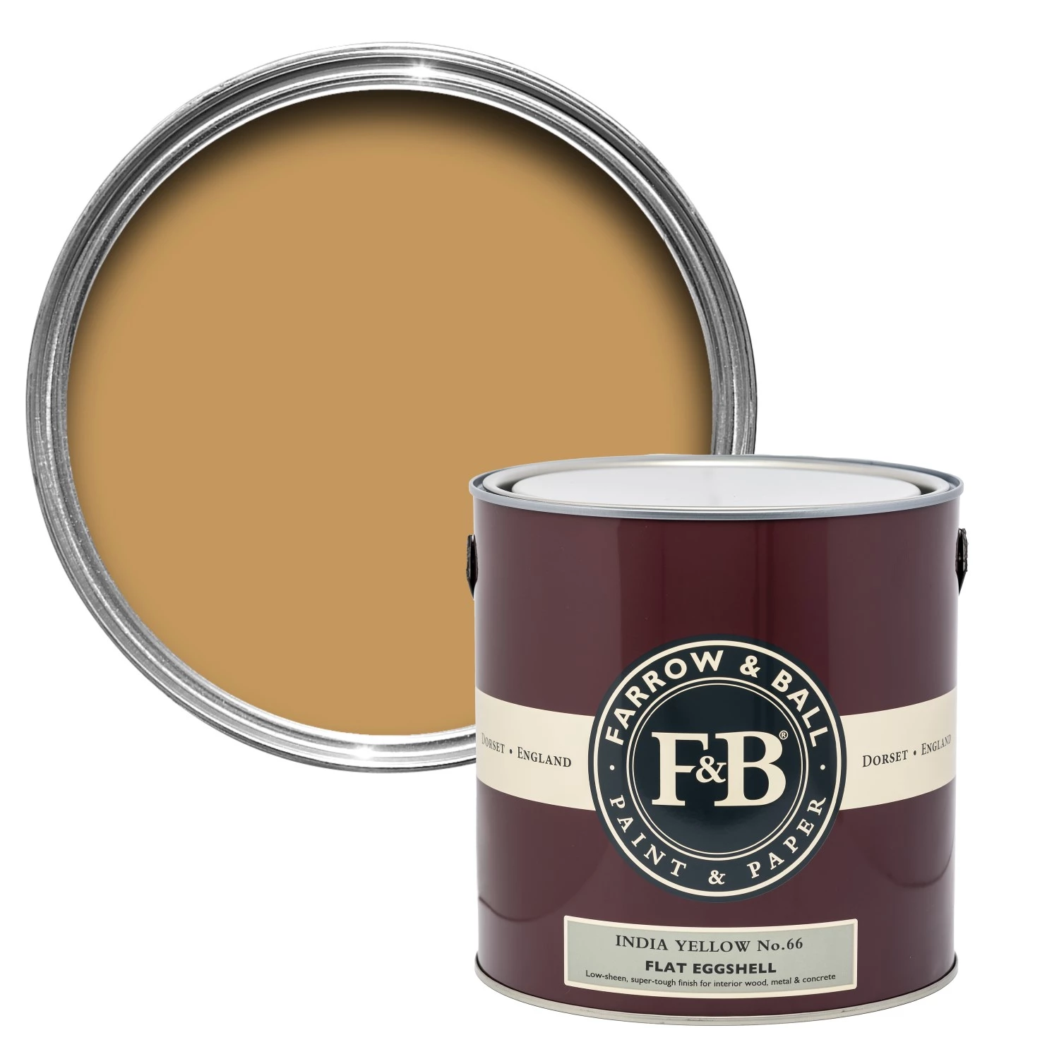 Farrow & Ball Flat Eggshell India Yellow No.66 - 2,5L-image