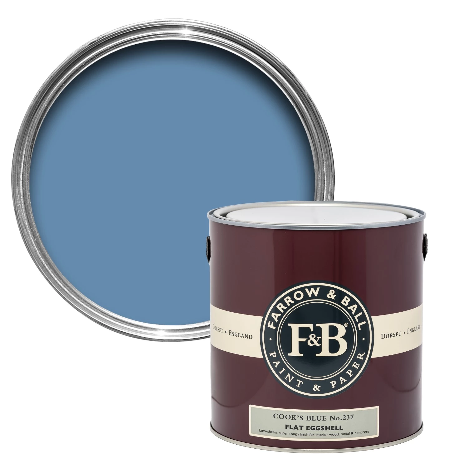 Farrow & Ball Flat Eggshell Cook's Blue No.237 - 5L-image