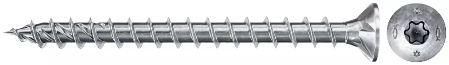 Fischer 670350 Spaanplaatschroef Power-Fast II - TX20 - 5.0 x 30mm - Verzonken kop - Voldraad - Verzinkt (200st)-image