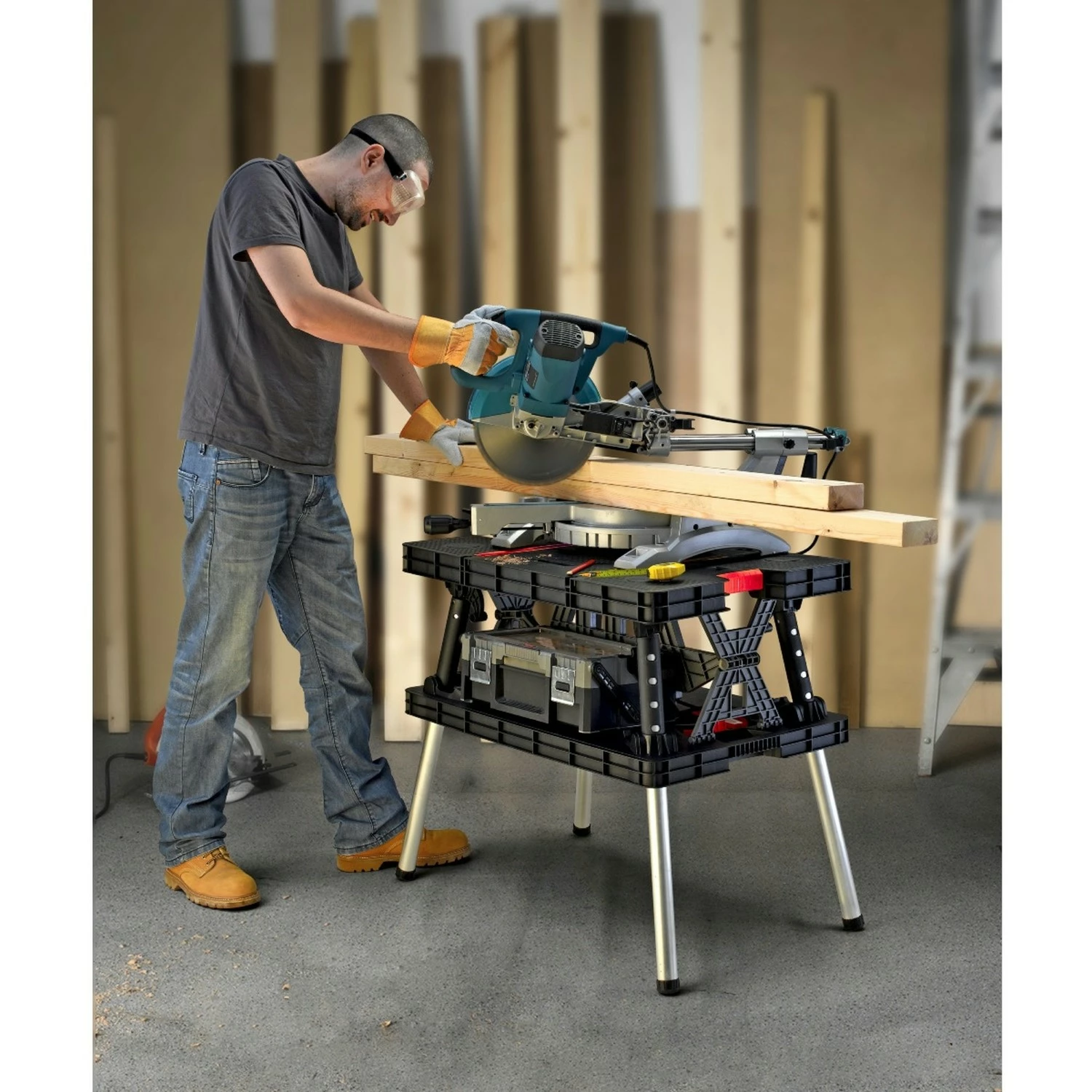 Keter 237005 Inklapbare werkbank - Zwart/Rood - draagcapaciteit 450 kg