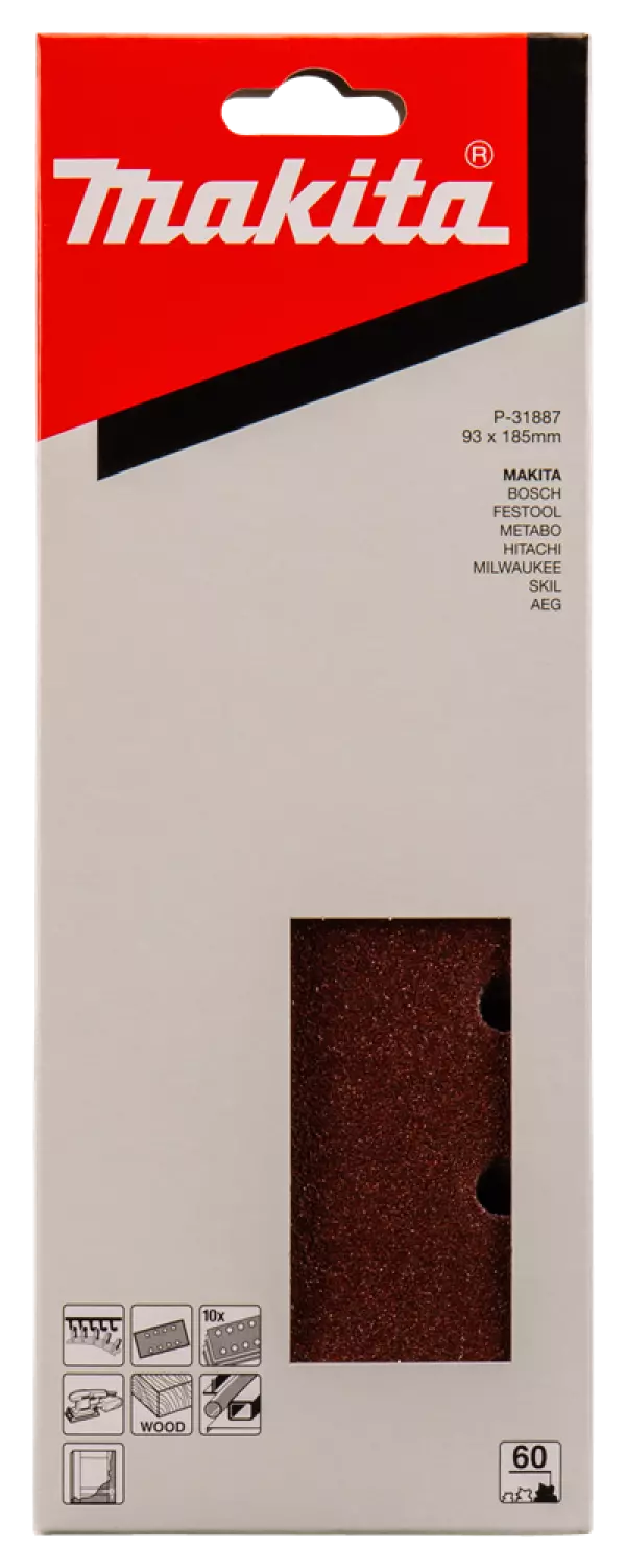 Makita P-31887 Vlak schuurvel Red - K60 - 93 x 185mm (10st)-image
