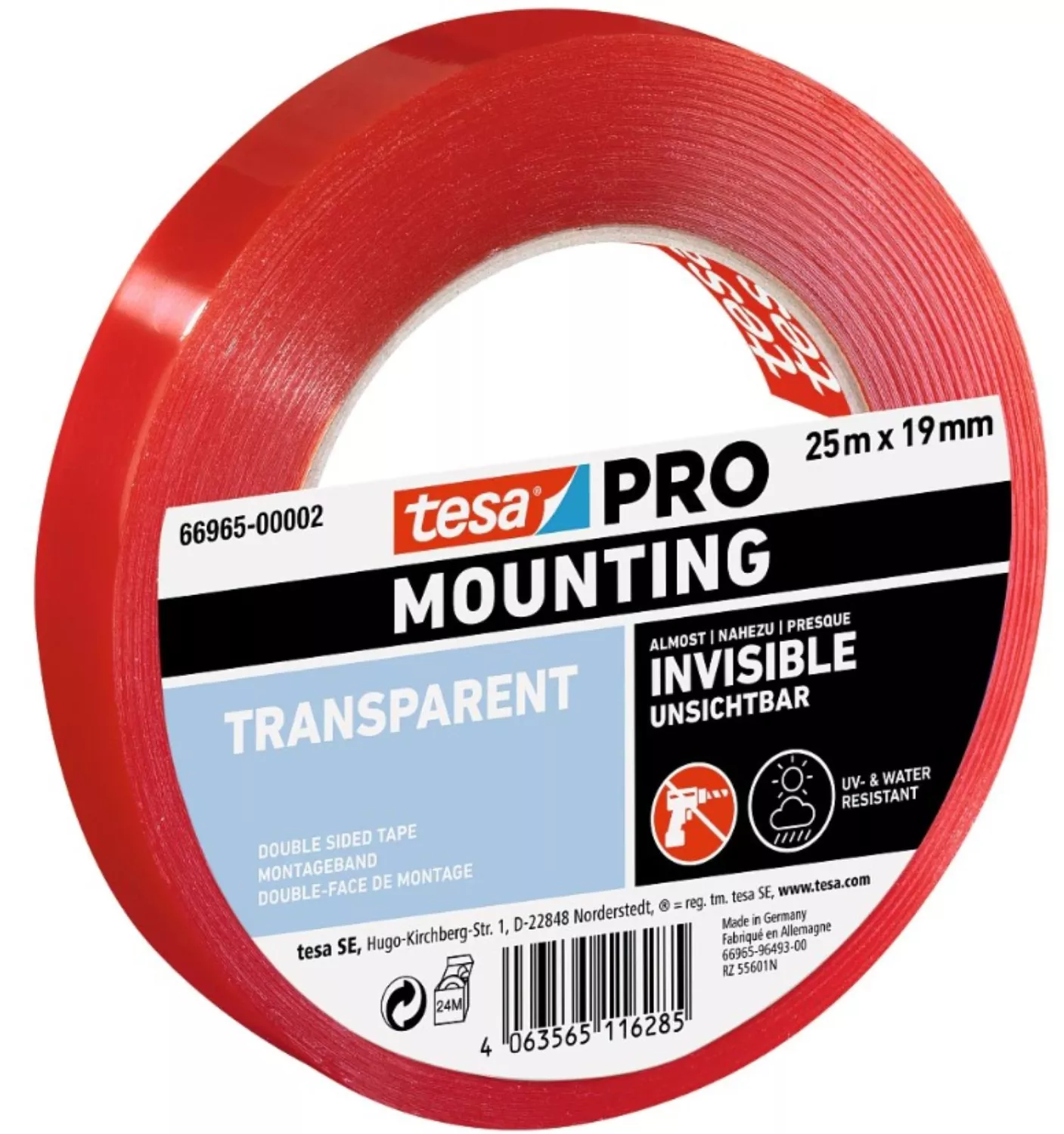Tesa 66965 Professional Dubbelzijdige tape - 19mm x 25m - transparant-image