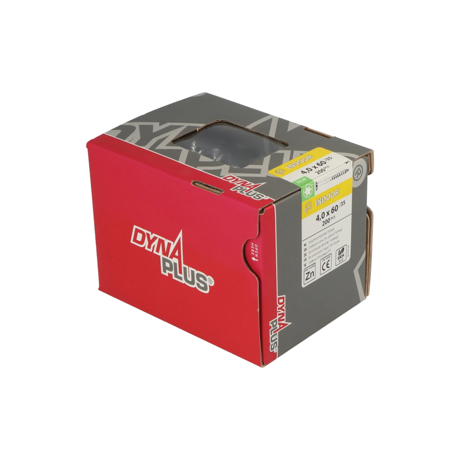 DynaPlus 0281.01.26001 Unischroef - TX20 - 4.0 x 60/35mm - Platkop - Deeldraad - Verzinkt (200st)-image