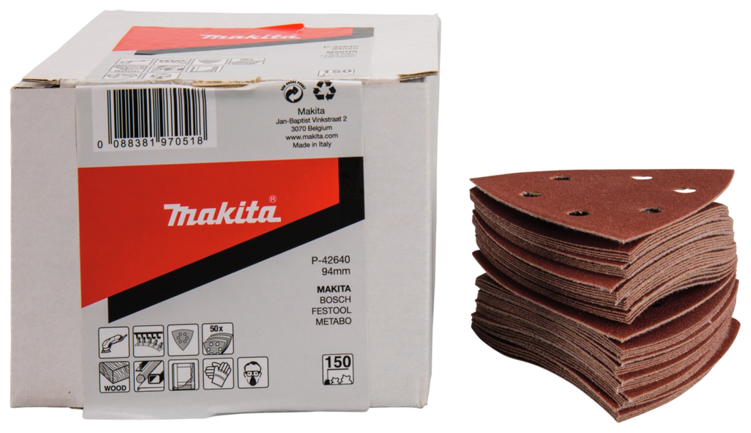 Makita P-42640 Deltaschuurvellen - 94 x K150 - Hout (50st)-image