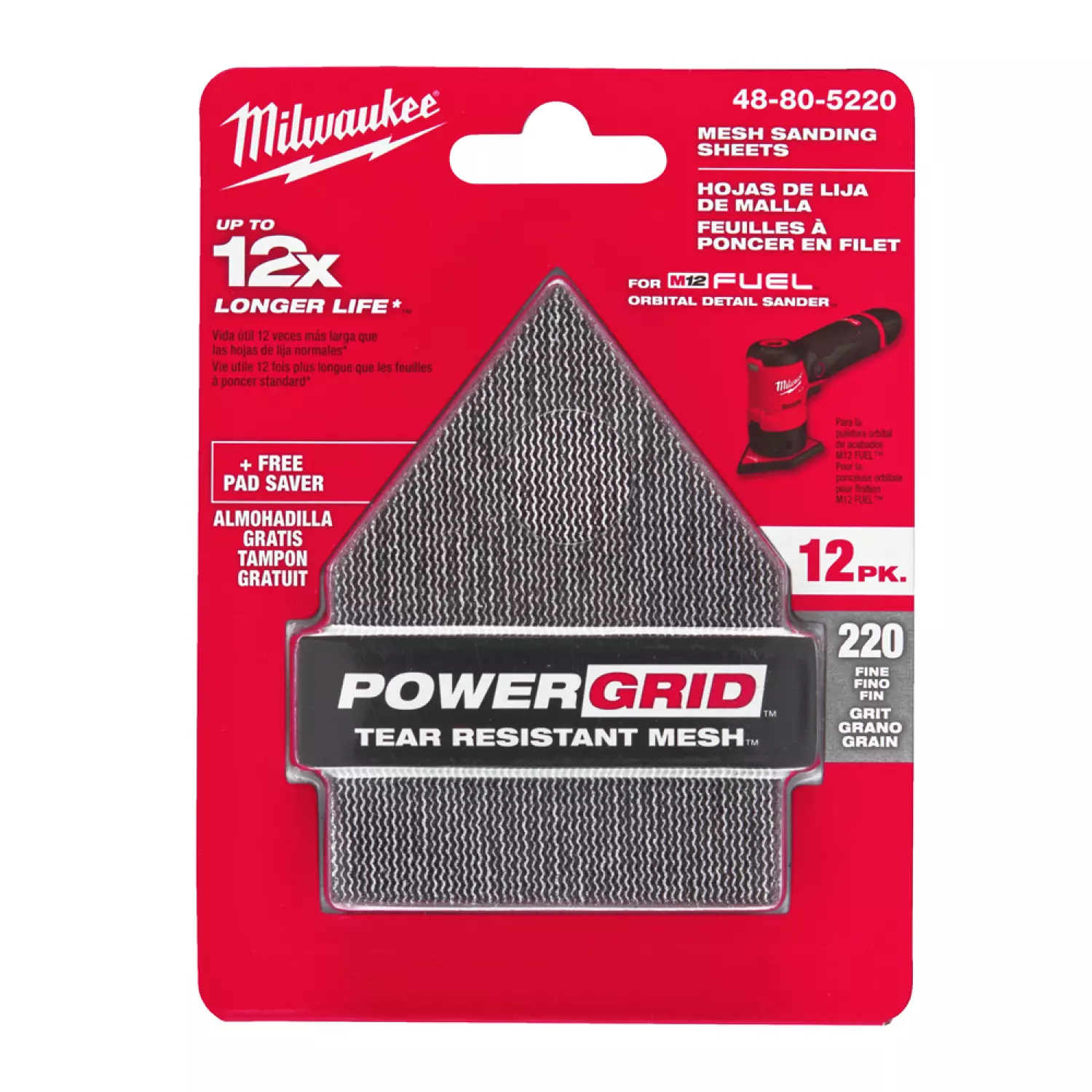 Milwaukee 48805180 Delta schuurgaas - mesh - K220 - 67x92mm - 13st-image