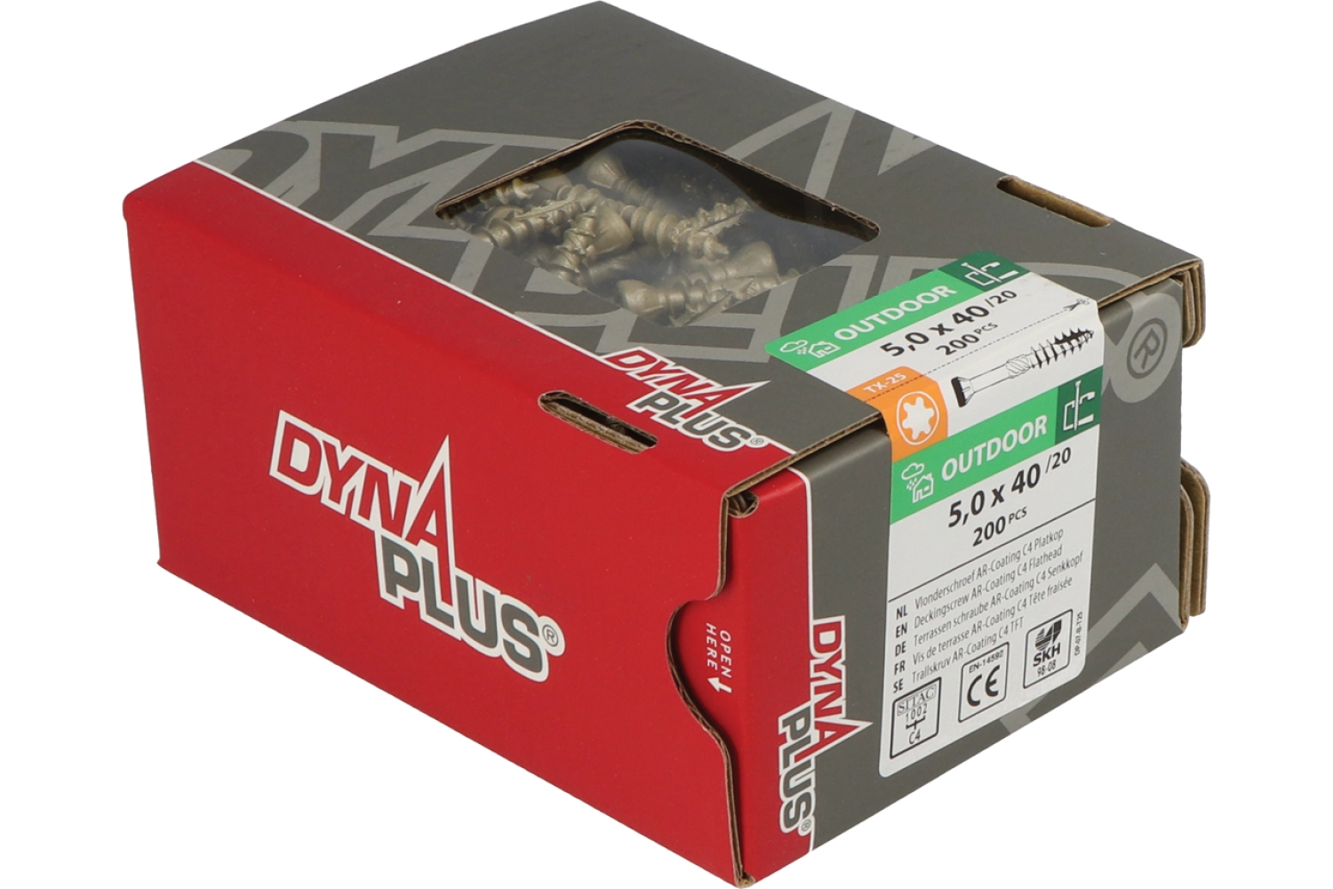 DynaPlus 0283.08.41601 Vlonderschroef - TX20 - 5.0 x 40/18mm - 60 graden Platkop - Deeldraad - Verzinkt (200st)-image