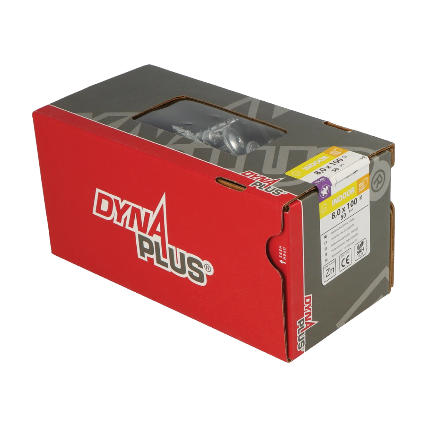 DynaPlus 0286.01.62601 Houtbouwschroef - TX40 - 8.0 x 100/55mm - Tellerkop - Deeldraad - Verzinkt (50st)-image