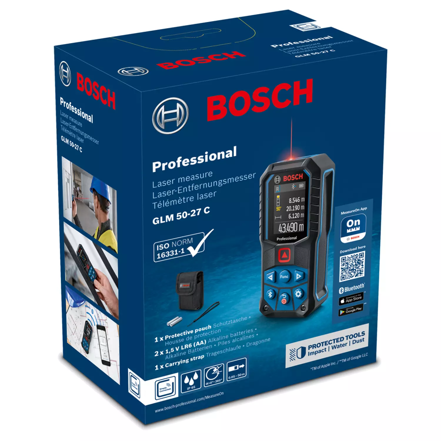 Bosch GLM 50-27 C Professional Laserafstandsmeter - 50m - rood