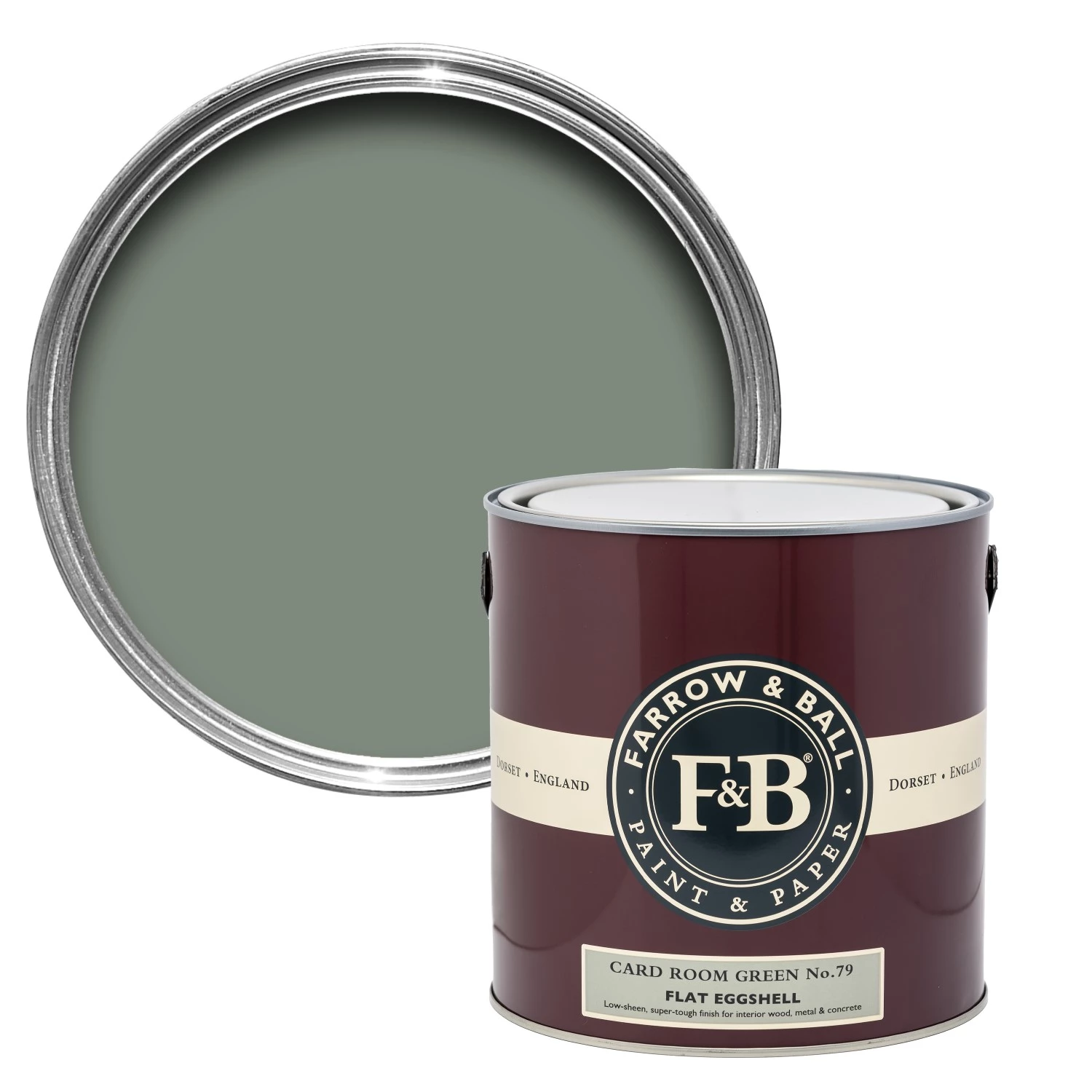 Farrow & Ball Flat Eggshell Card Room Green No.79 - 5L-image