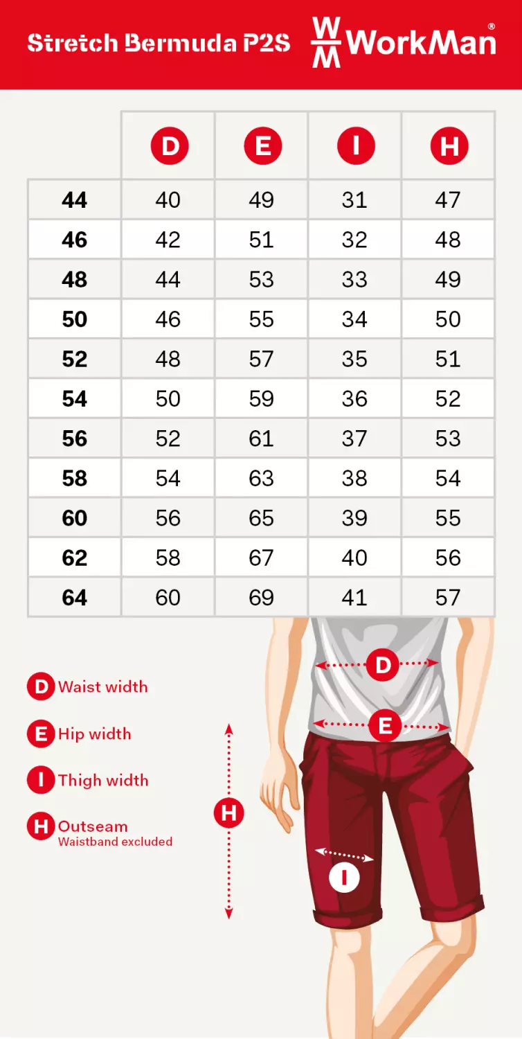 Workman 9063 STRETCH Bermuda Werkbroek P2S - Zwart - Maat 46 (32/32)-image