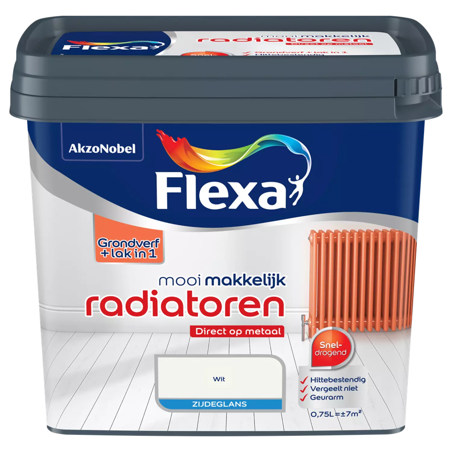 Flexa Mooi Makkelijk Radiatoren Zijdeglans - wit - 0,75L-image