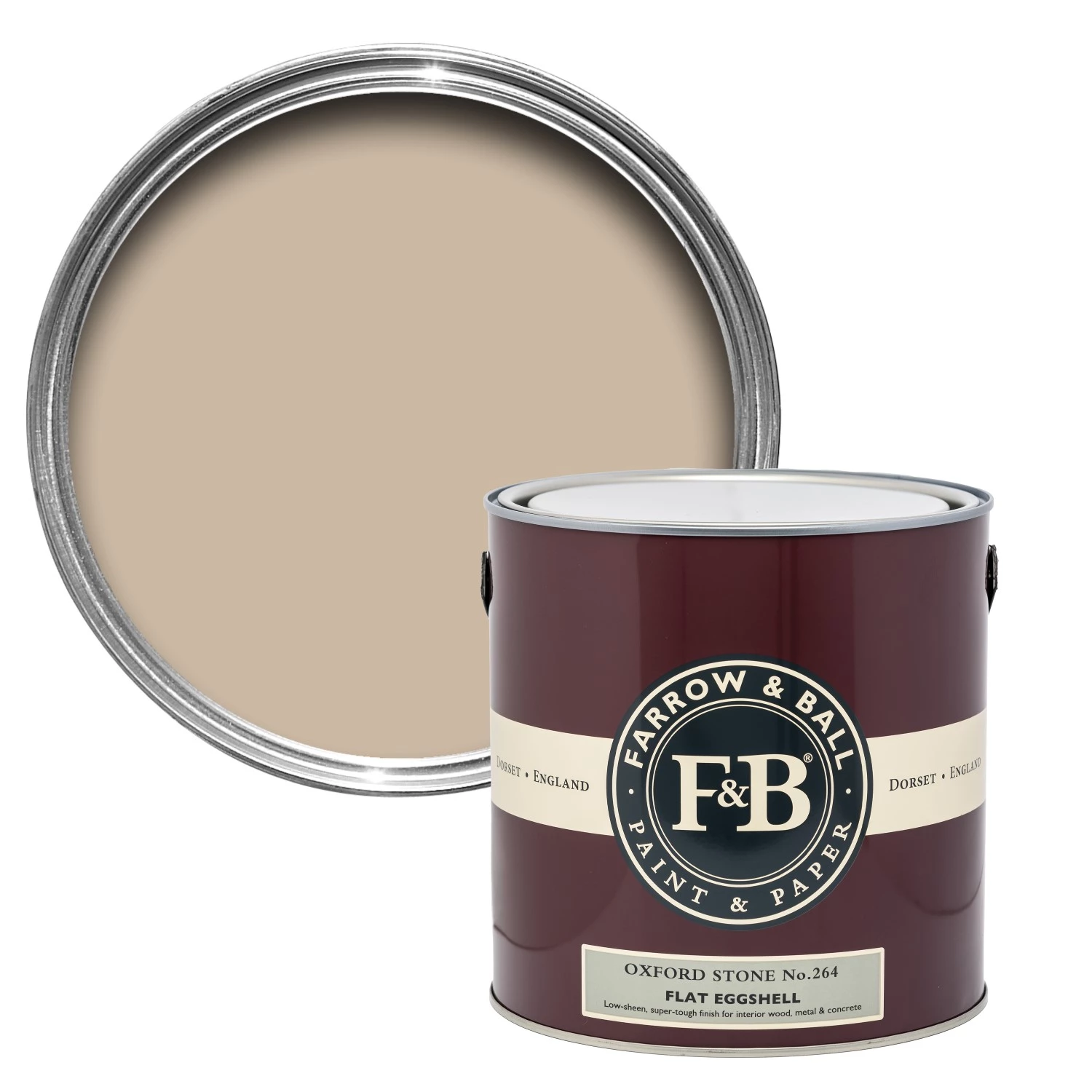 Farrow & Ball Flat Eggshell Oxford Stone No.264 - 5L-image