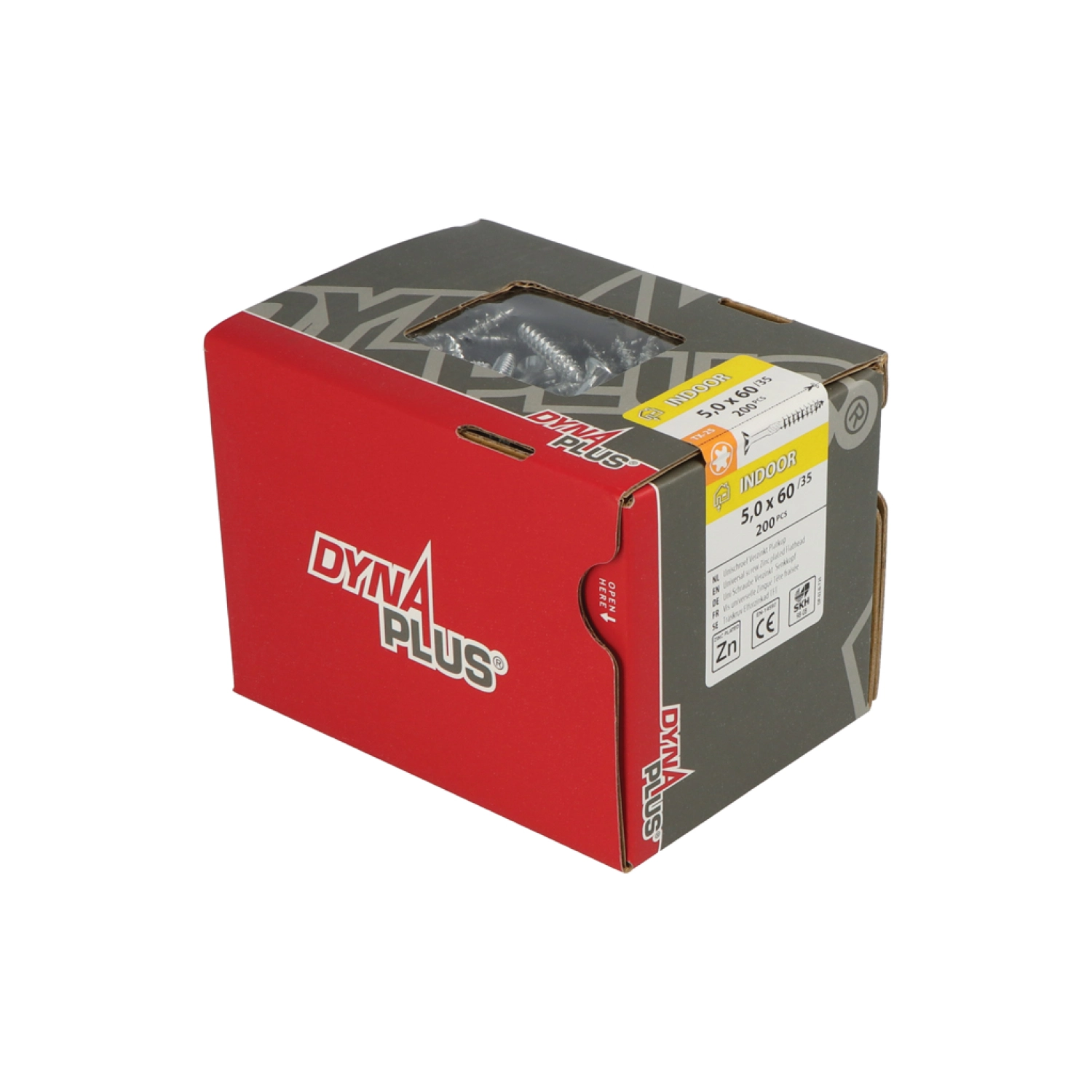 DynaPlus 0281.01.42001 Unischroef - TX25 - 5.0 x 60/35mm - Platkop - Deeldraad - Verzinkt (200st)-image
