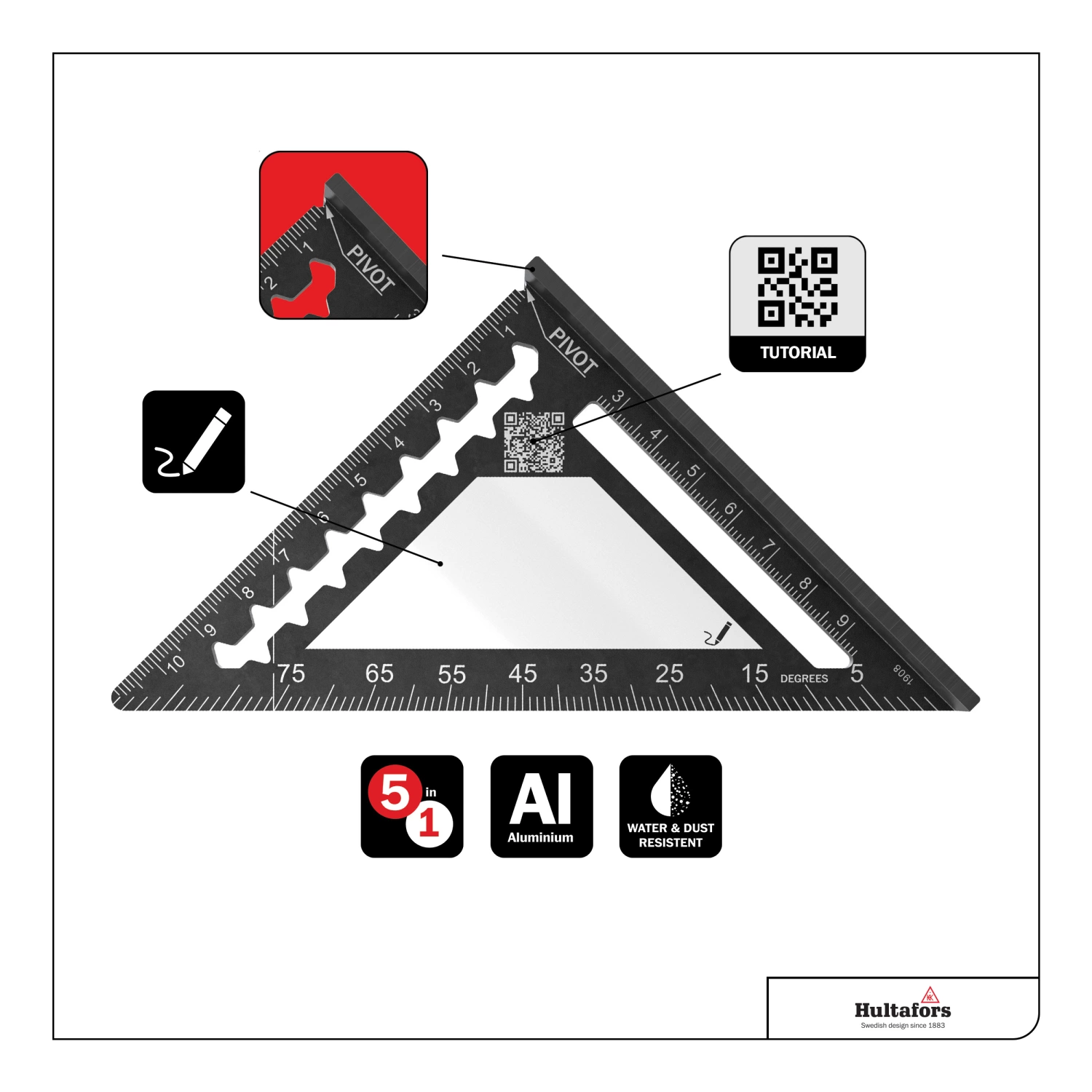 Hultafors MRS Metric Rafter Square Meetdriehoek - 11 cm-image