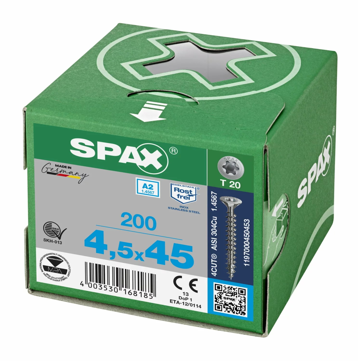 SPAX RVS schroeven verzonken kop - voldraad - T20 - 4.5x45 mm (200st)-image